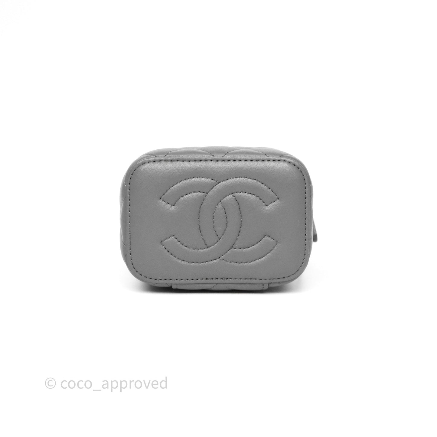 Chanel Mini Top Handle Vanity With Chain Grey Lambskin Gold Hardware