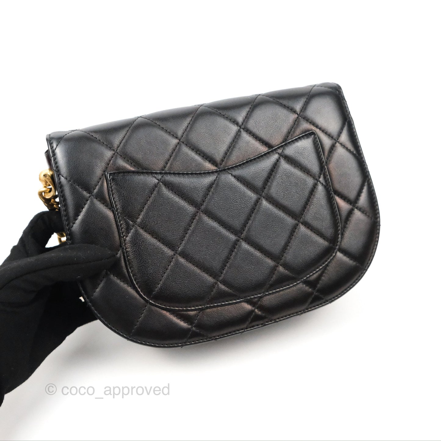 Chanel Small Round Messenger Bag Black Calfskin Aged Gold Hardware