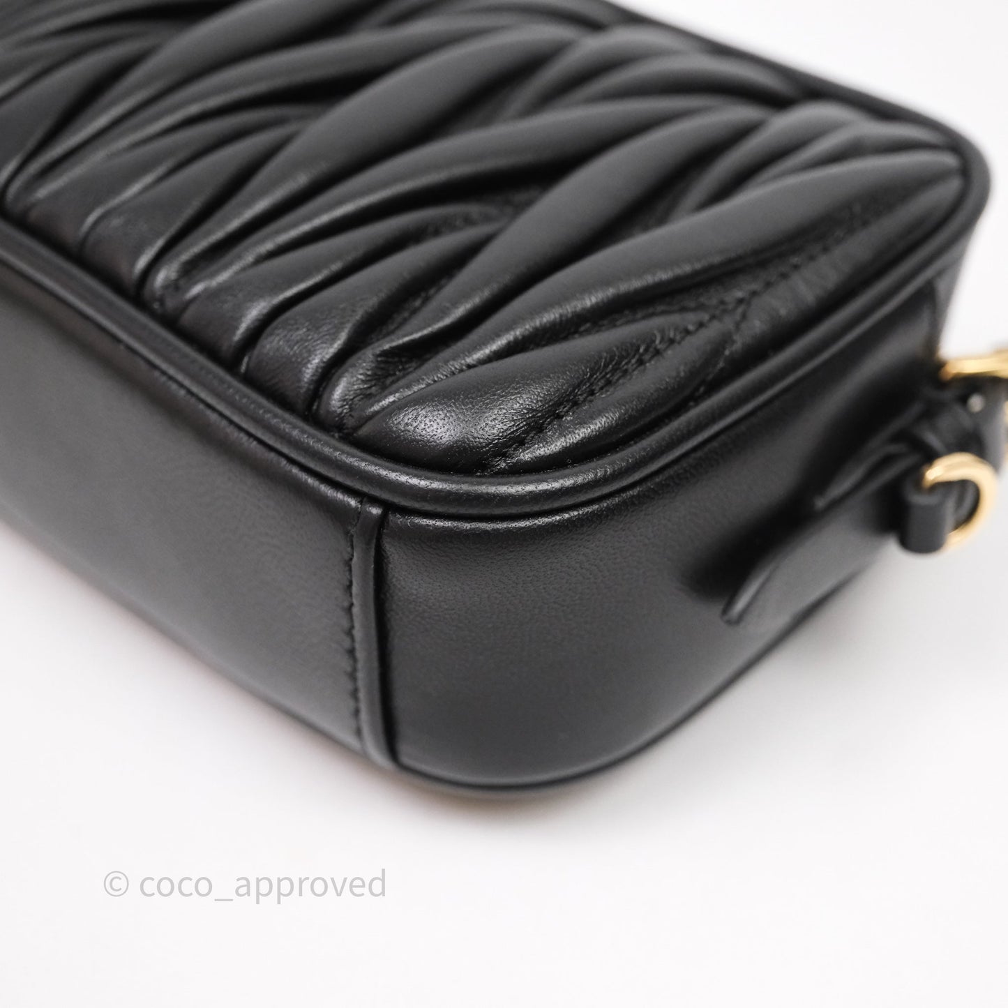 Miu Miu Matelassé Nappa Leather Shoulder Black Bag