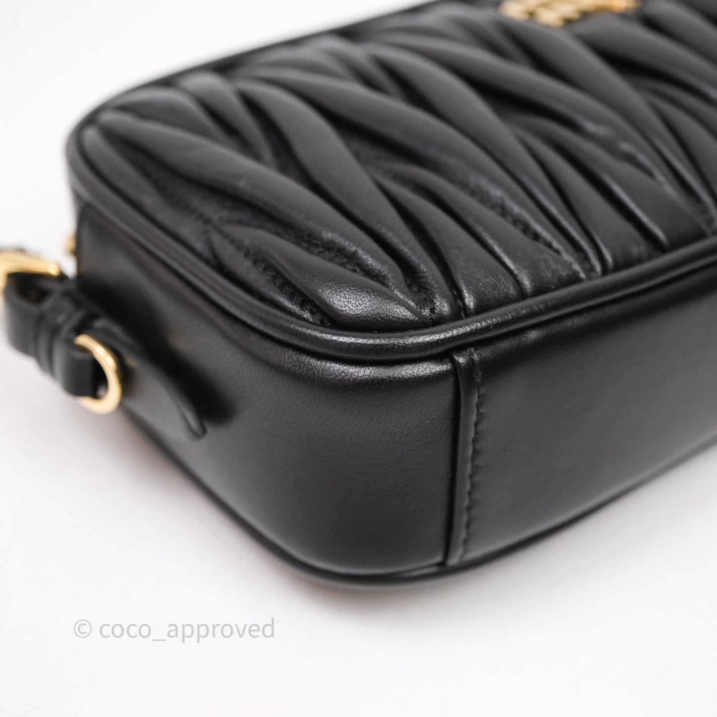 Miu Miu Matelassé Nappa Leather Shoulder Black Bag