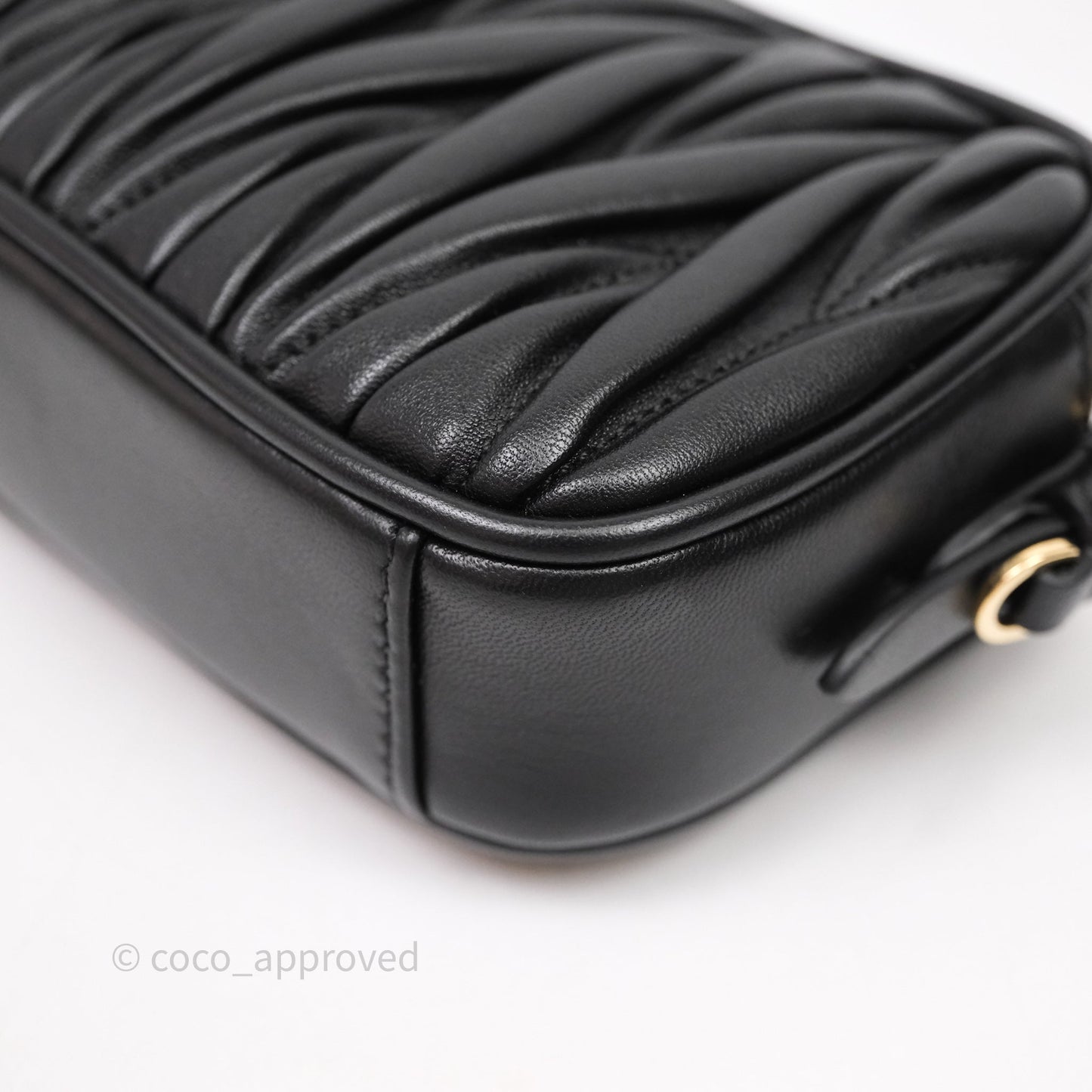 Miu Miu Matelassé Nappa Leather Shoulder Black Bag