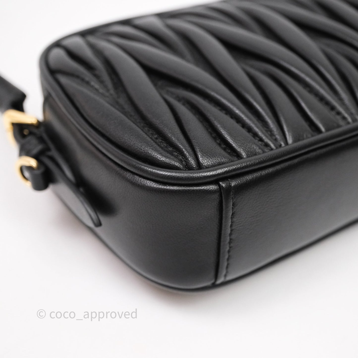 Miu Miu Matelassé Nappa Leather Shoulder Black Bag