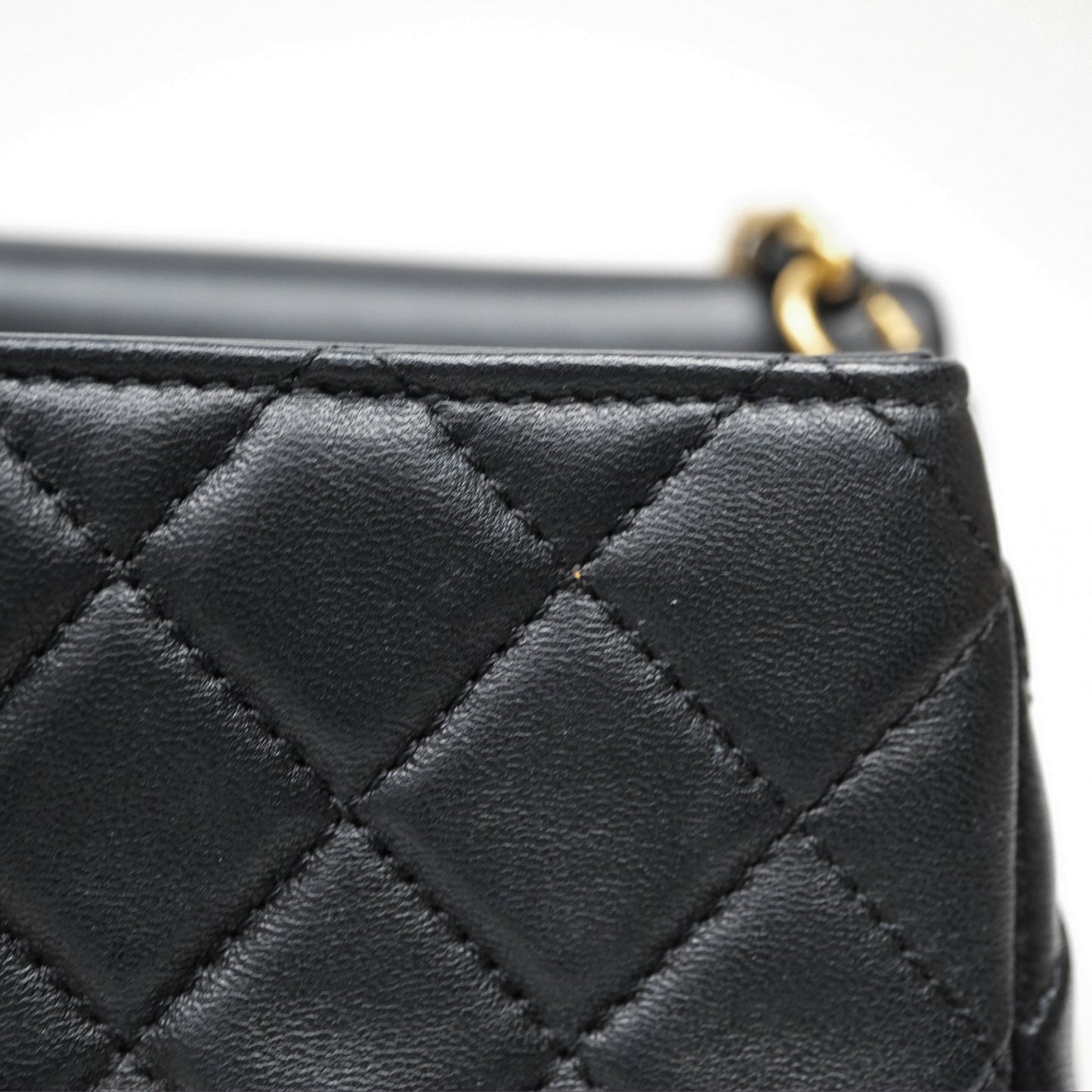 Chanel Mini Rectangular Pearl Crush Quilted Black Lambskin Aged Gold Hardware