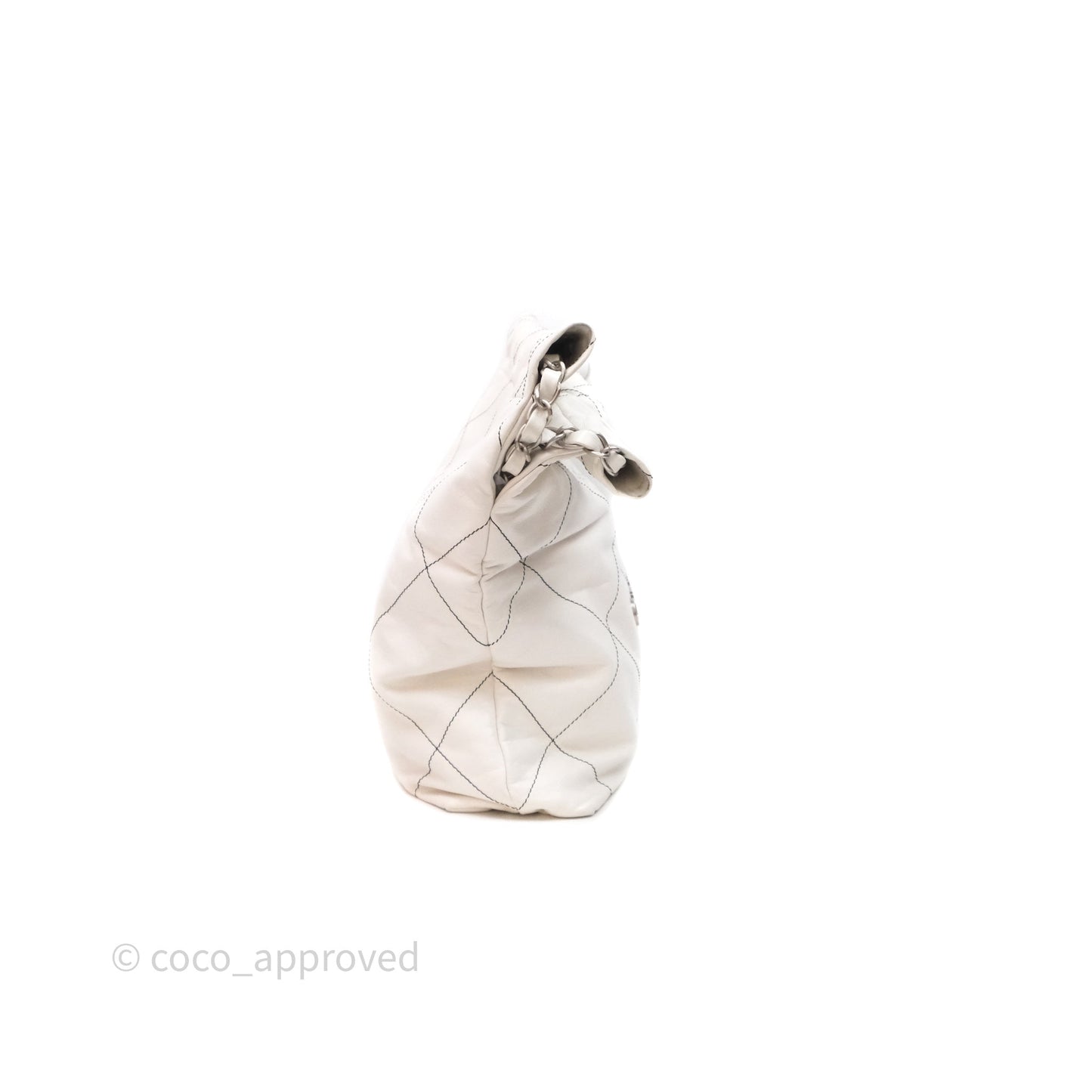 Chanel 22 Small White Crumpled Calfskin Aged Silver Hardware