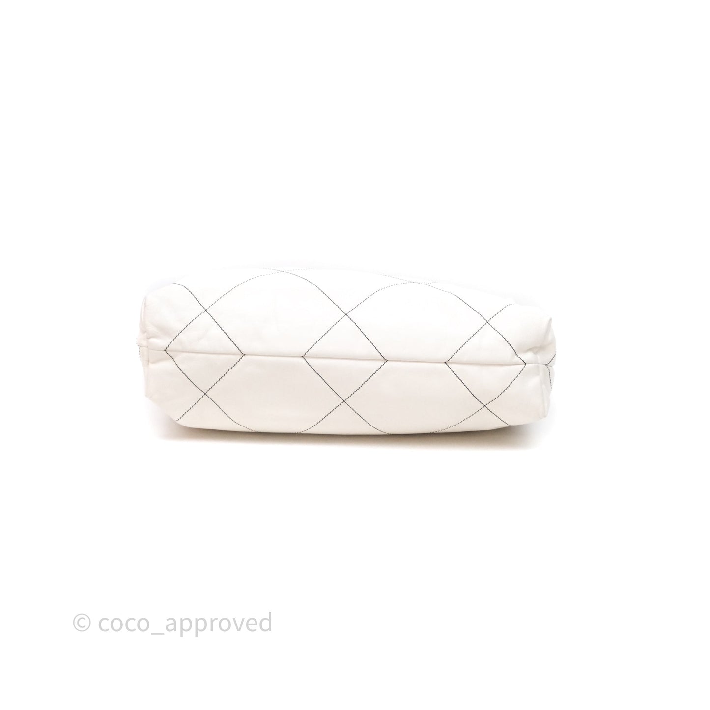 Chanel 22 Small White Crumpled Calfskin Aged Silver Hardware