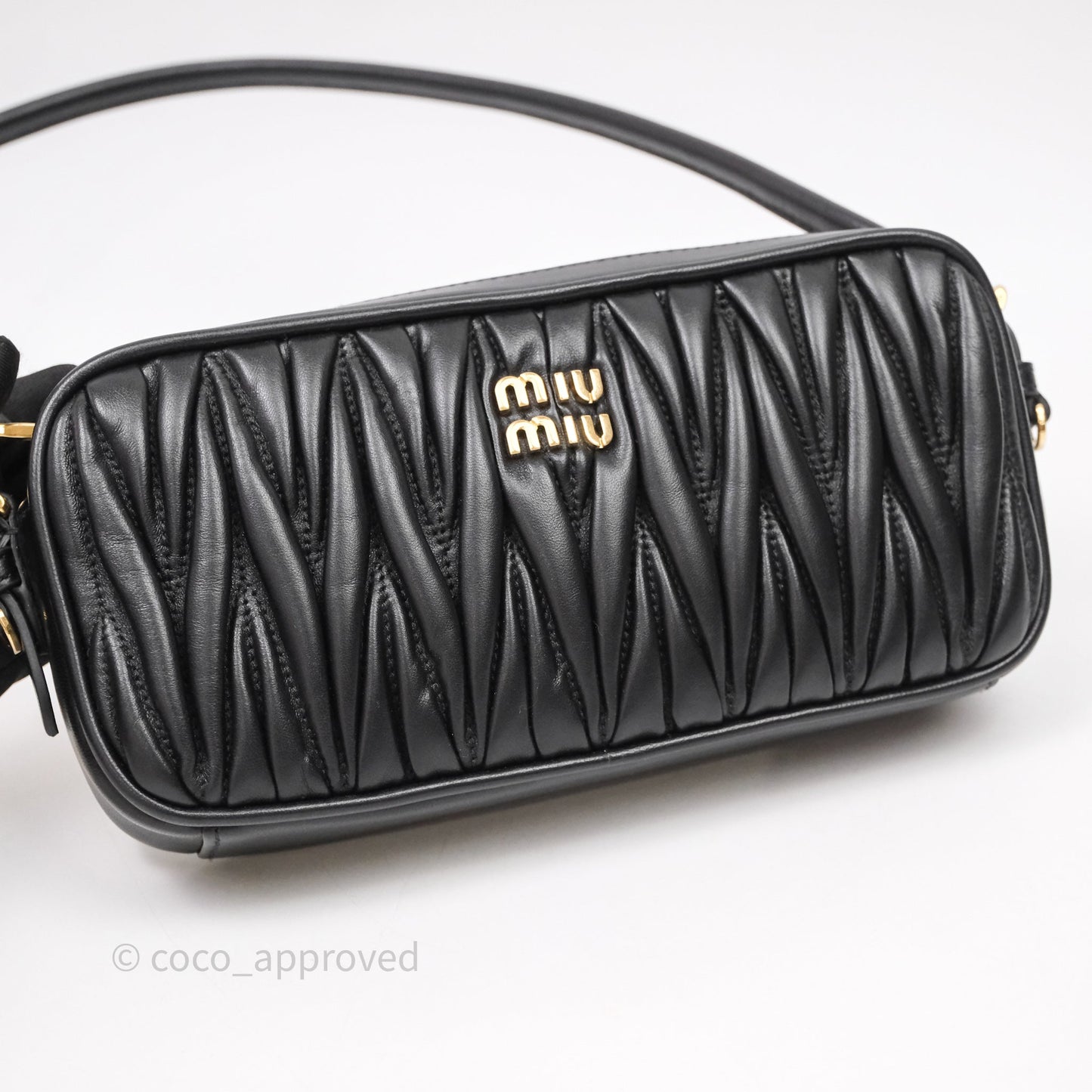 Miu Miu Matelassé Nappa Leather Shoulder Black Bag