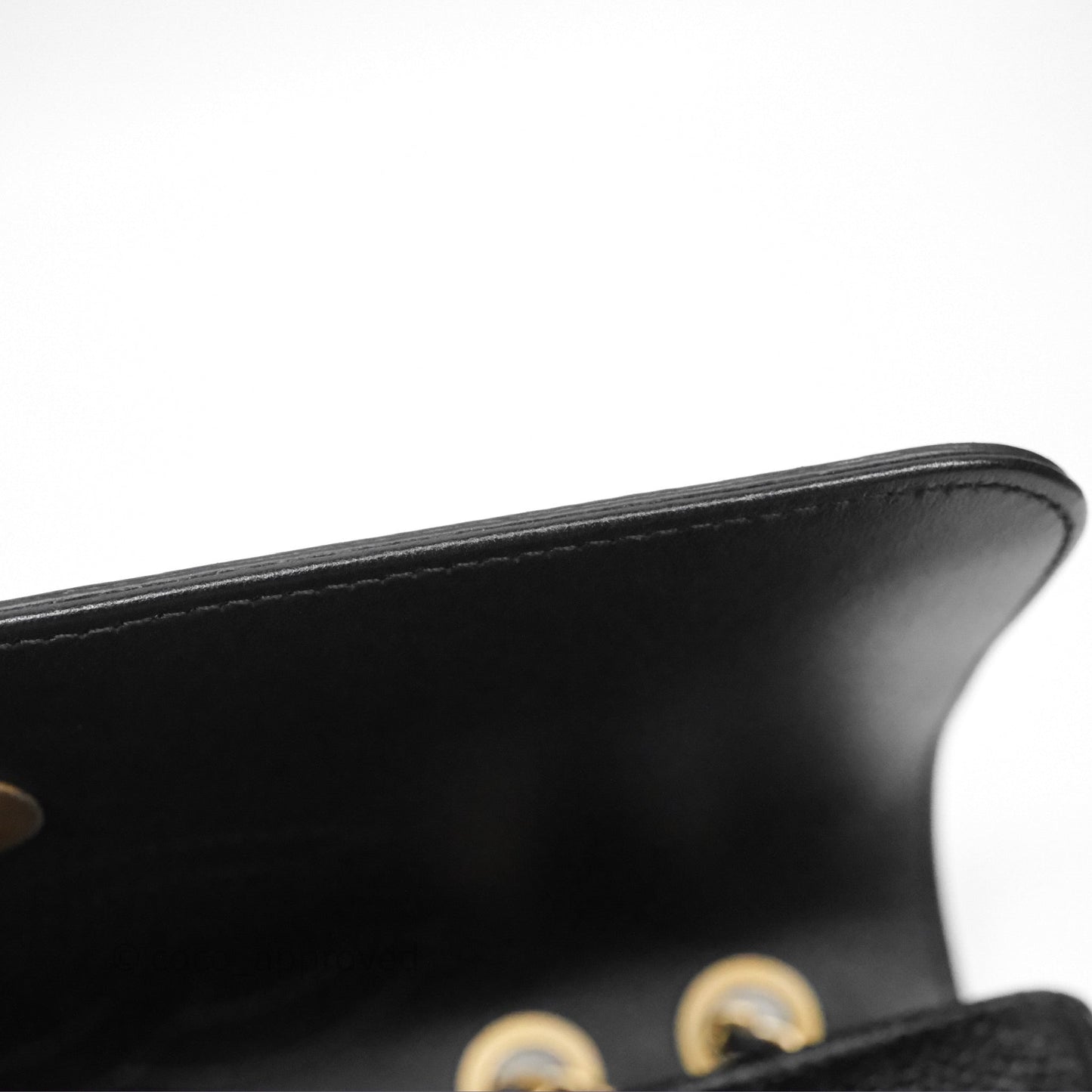 Chanel Small CC Filigree Flap Quilted Black Caviar Aged Gold Hardware