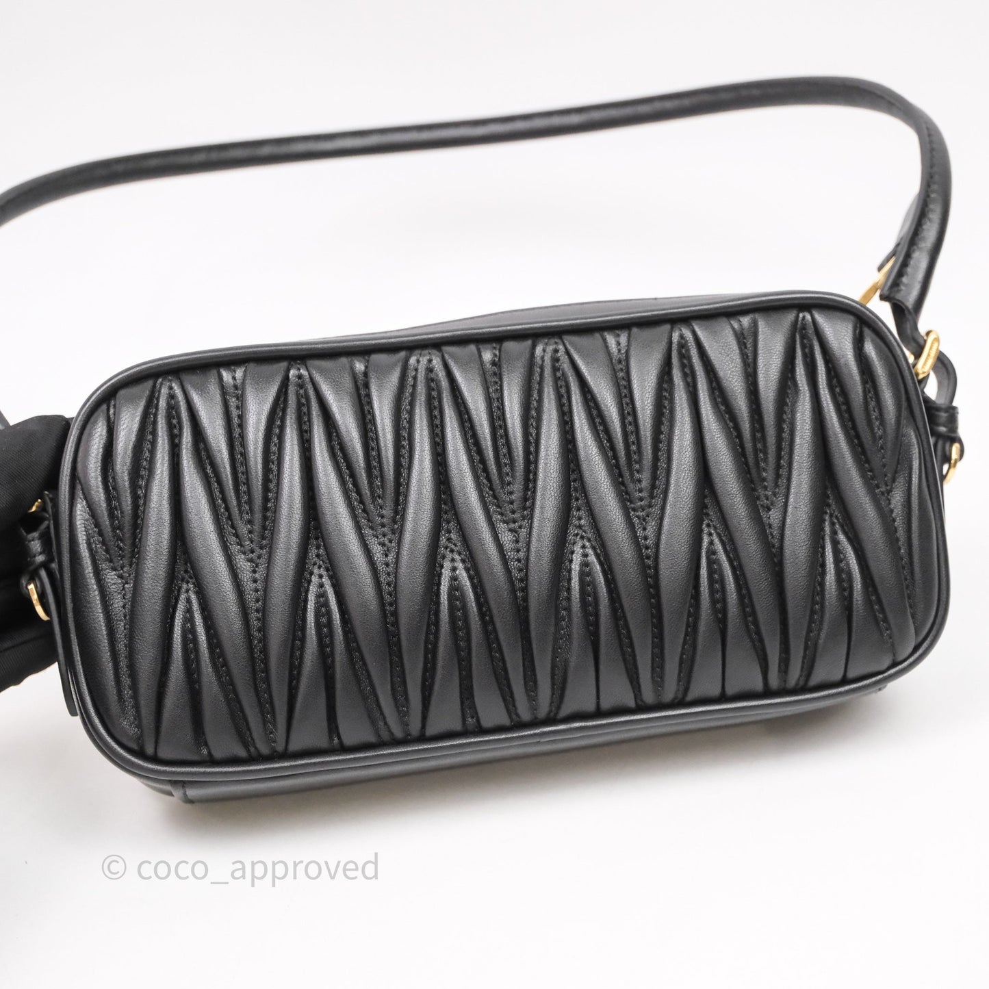 Miu Miu Matelassé Nappa Leather Shoulder Black Bag