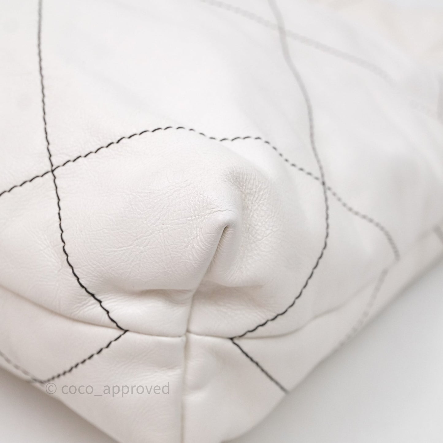 Chanel 22 Small White Crumpled Calfskin Aged Silver Hardware