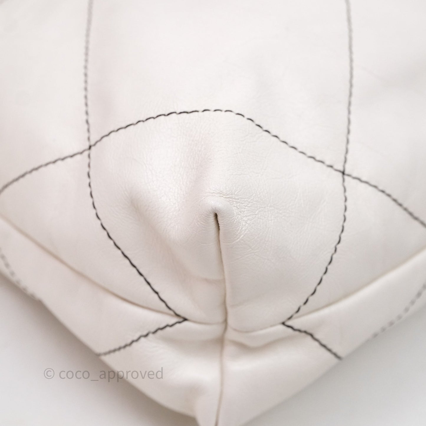 Chanel 22 Small White Crumpled Calfskin Aged Silver Hardware