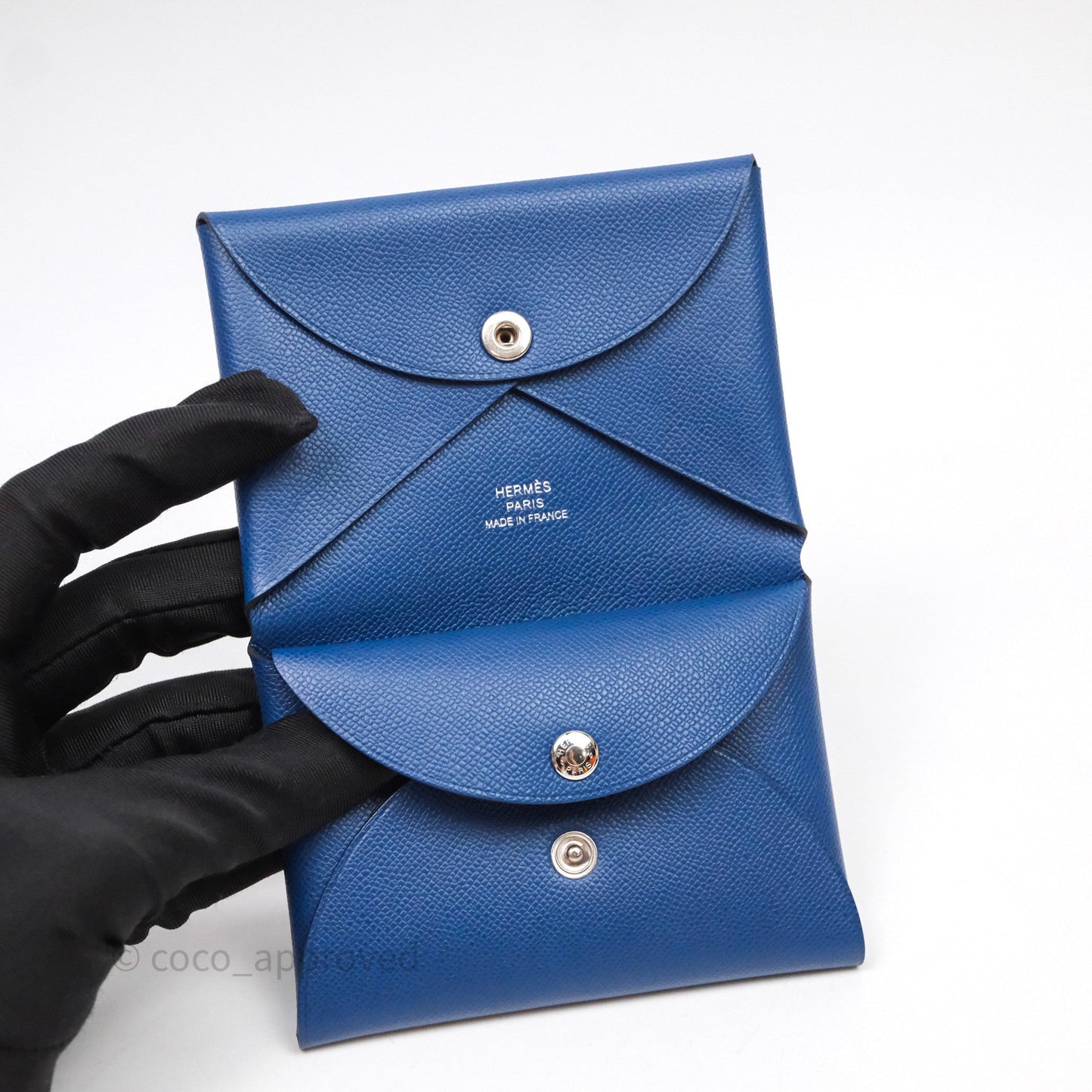 Hermès Calvi Card Holder Deep Blue Epsom