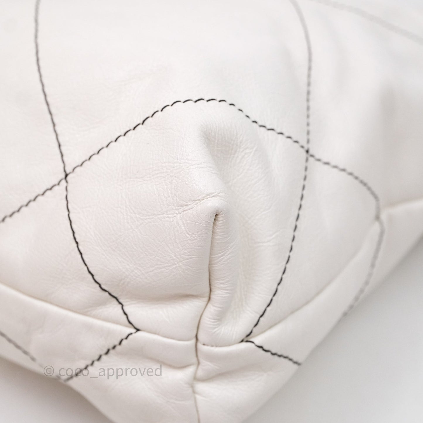 Chanel 22 Small White Crumpled Calfskin Aged Silver Hardware