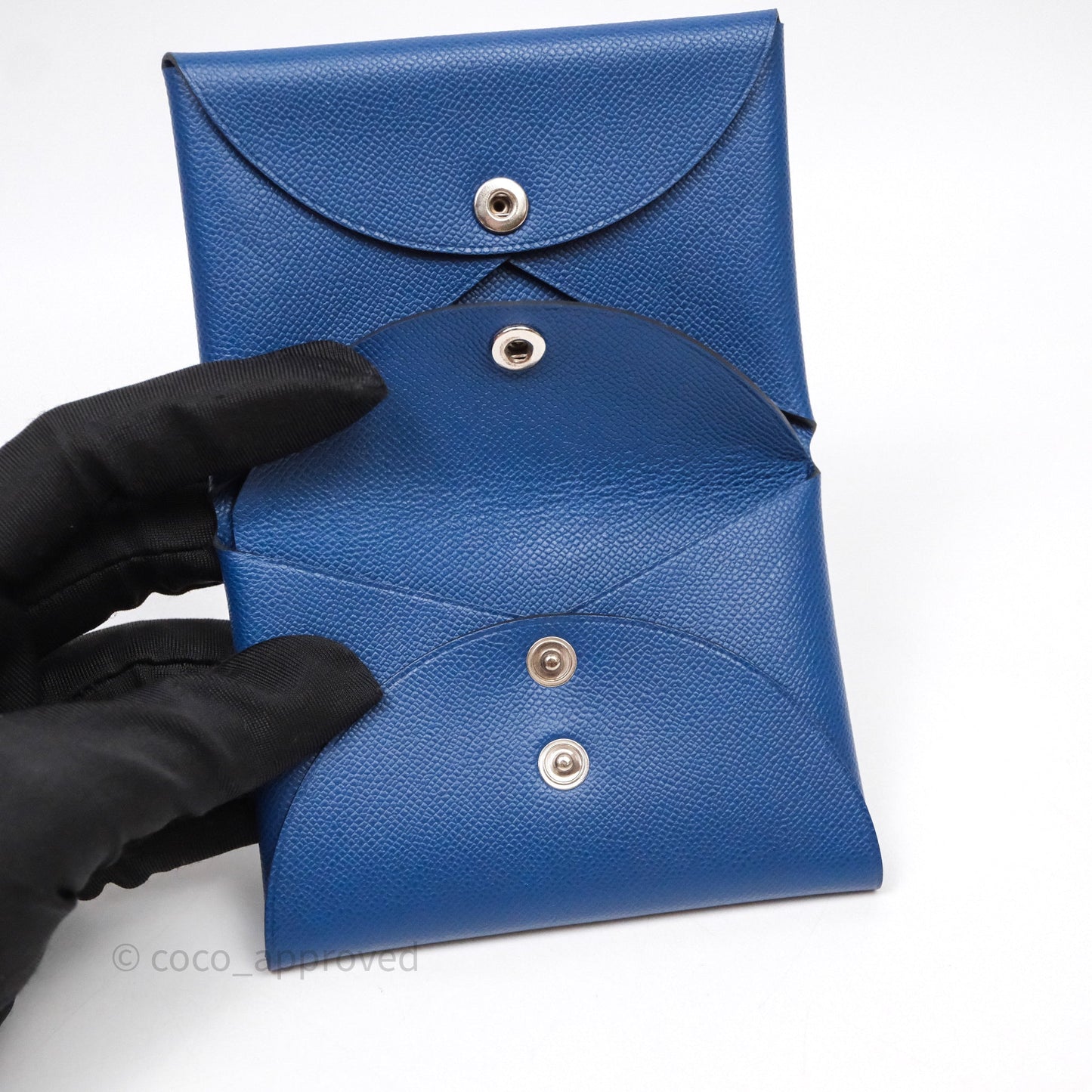 Hermès Calvi Card Holder Deep Blue Epsom