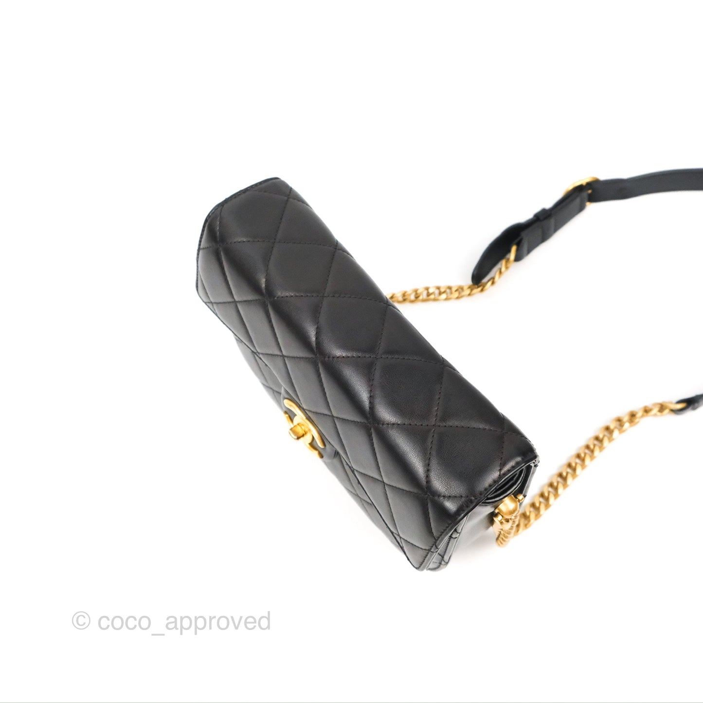 Chanel Small Round Messenger Bag Black Calfskin Aged Gold Hardware