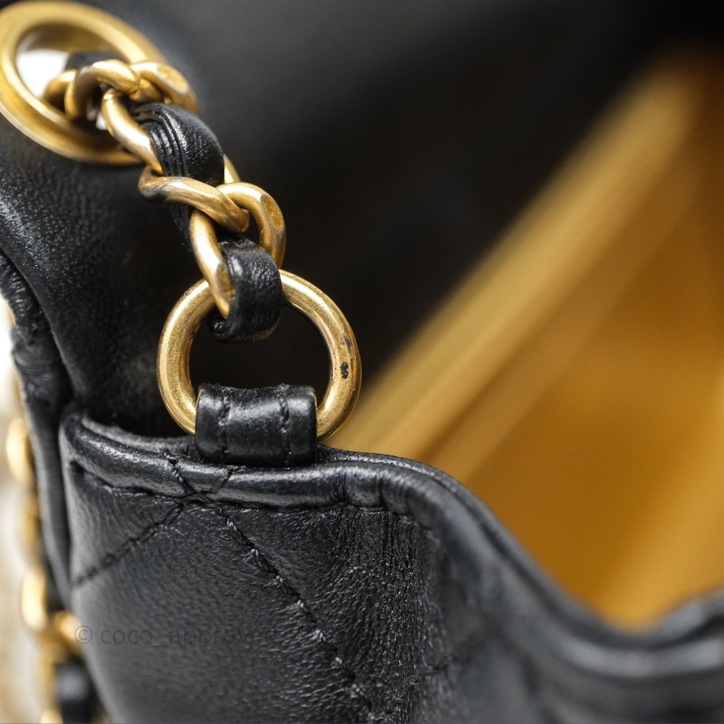 Chanel Mini Rectangular Pearl Crush Quilted Black Lambskin Aged Gold Hardware
