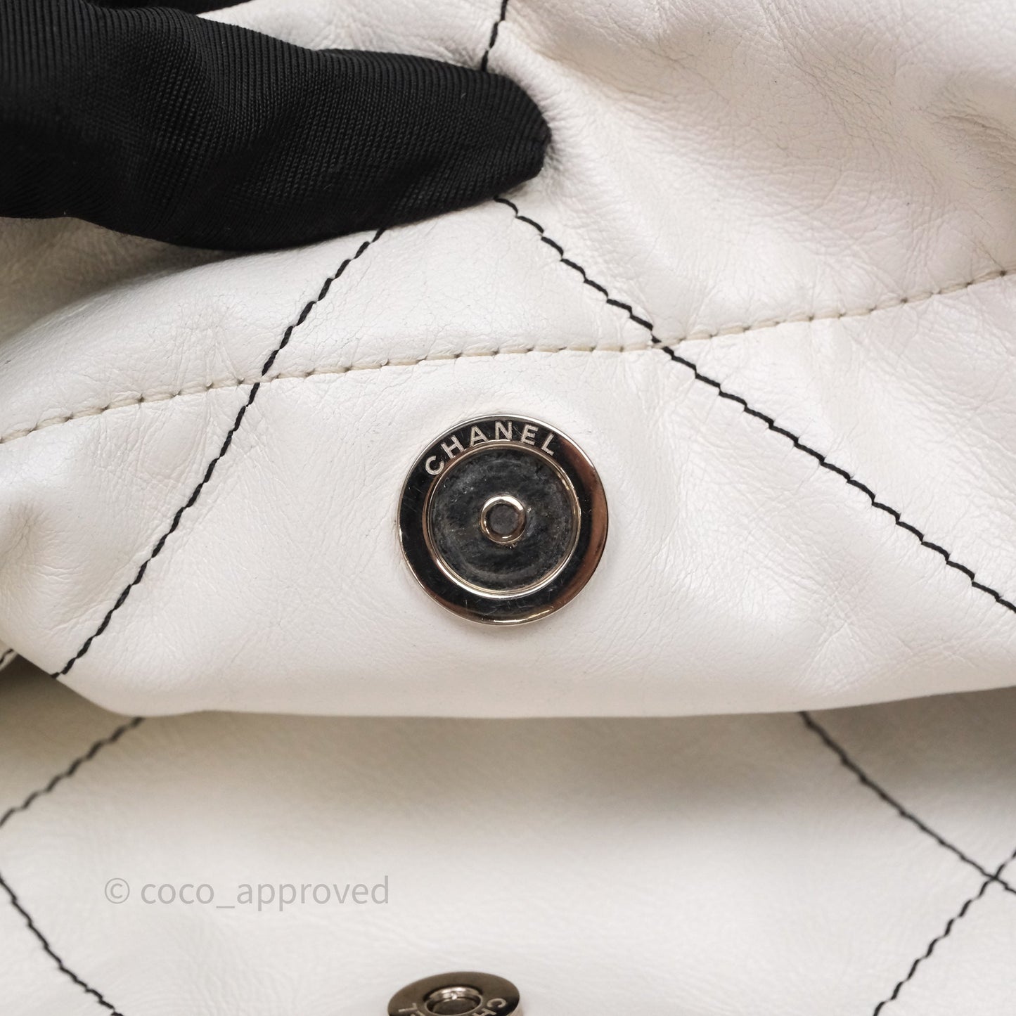 Chanel 22 Small White Crumpled Calfskin Aged Silver Hardware