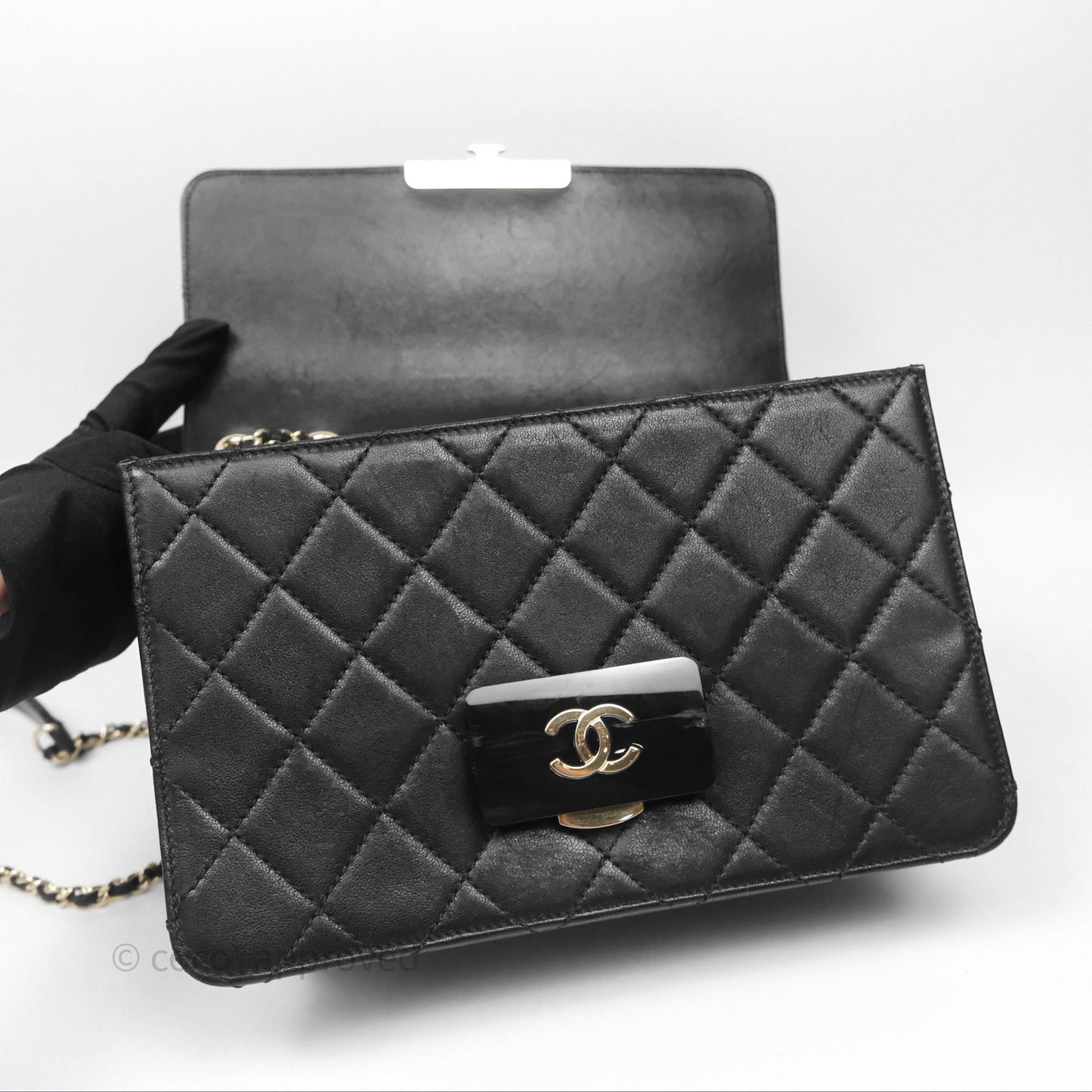Chanel Beauty Lock Flap Bag Black Calfskin Gold Hardware