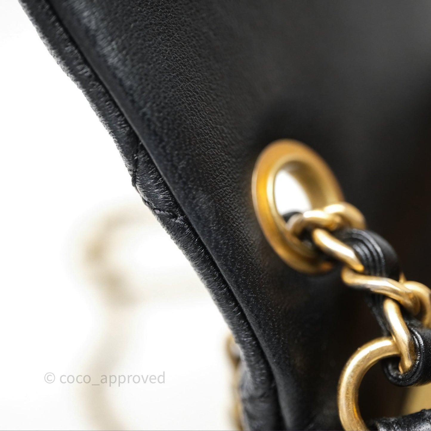 Chanel Mini Rectangular Pearl Crush Quilted Black Lambskin Aged Gold Hardware