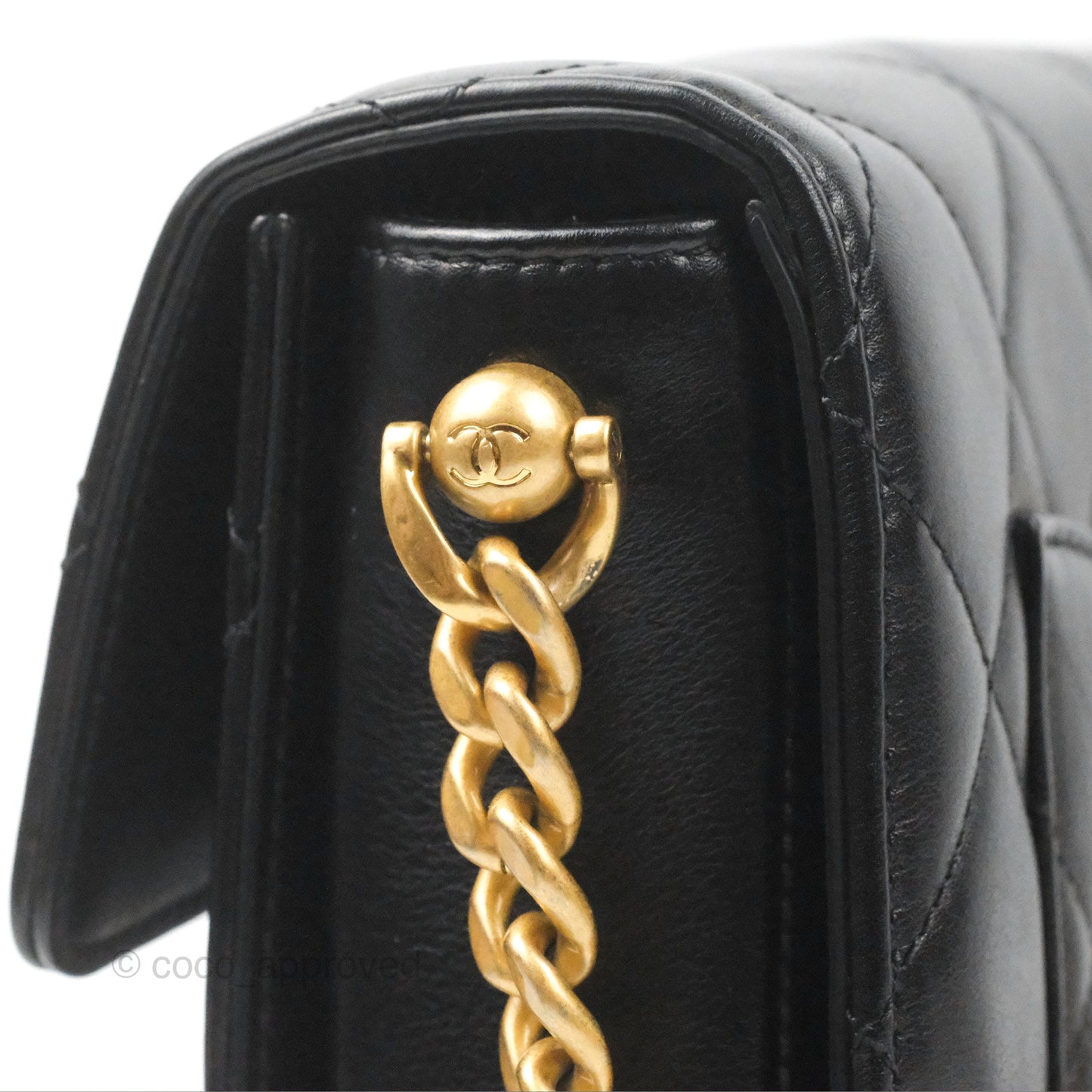 Chanel Small Round Messenger Bag Black Calfskin Aged Gold Hardware