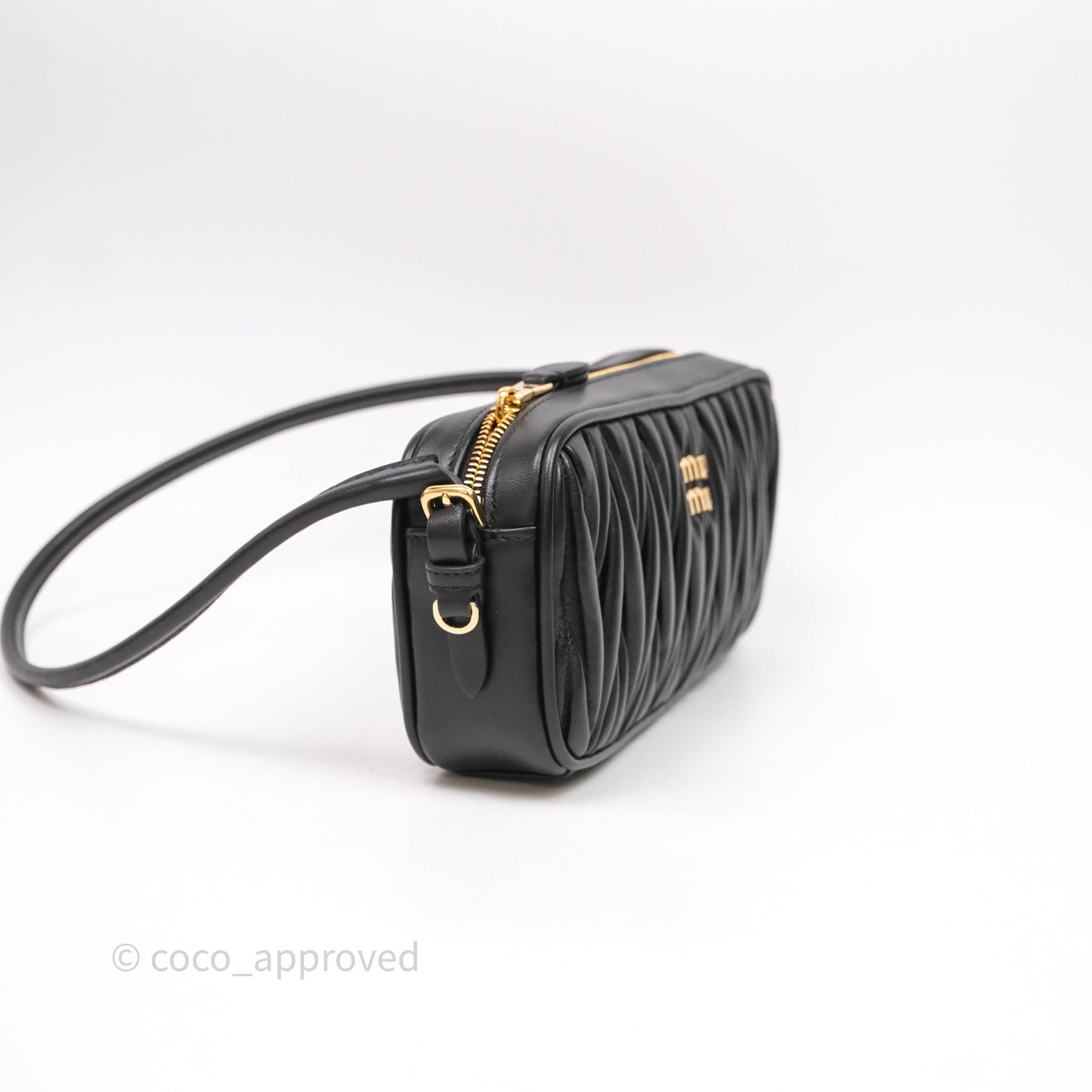 Miu Miu Matelassé Nappa Leather Shoulder Black Bag