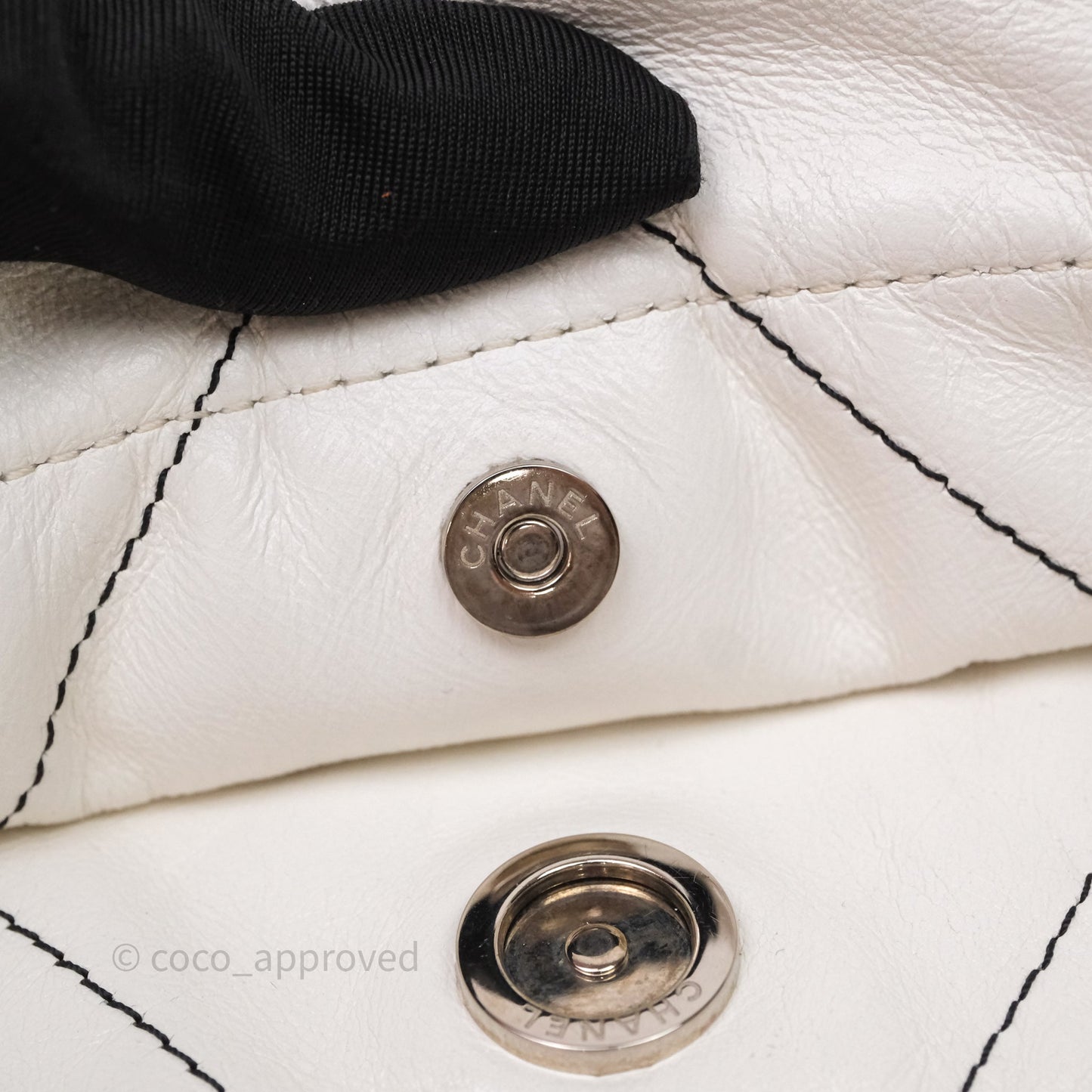 Chanel 22 Small White Crumpled Calfskin Aged Silver Hardware