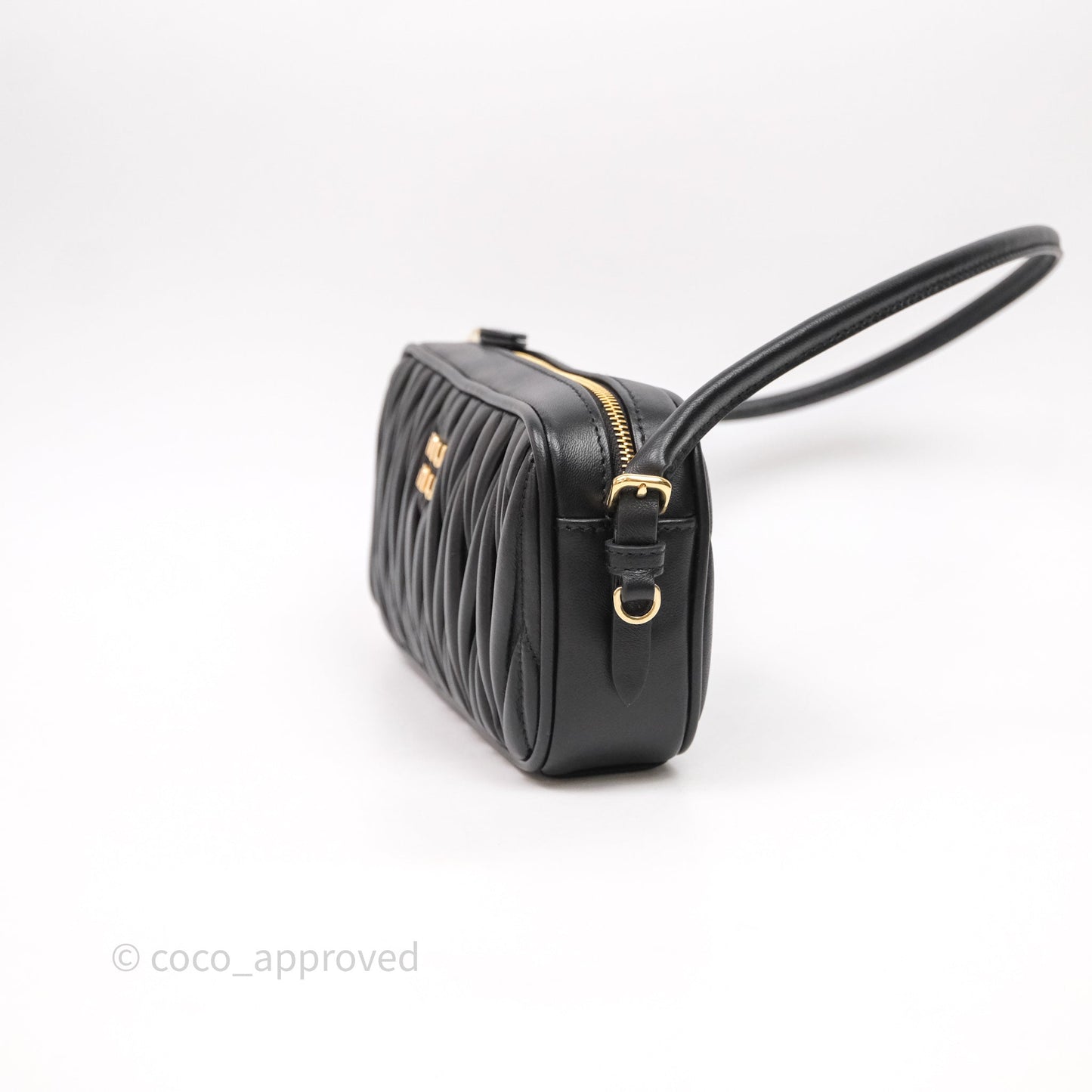 Miu Miu Matelassé Nappa Leather Shoulder Black Bag