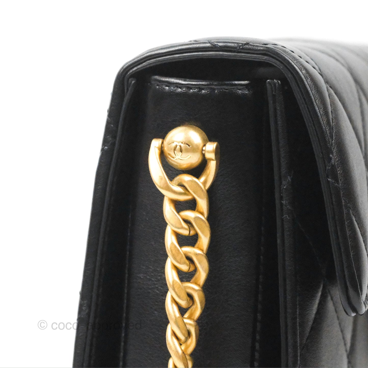 Chanel Small Round Messenger Bag Black Calfskin Aged Gold Hardware