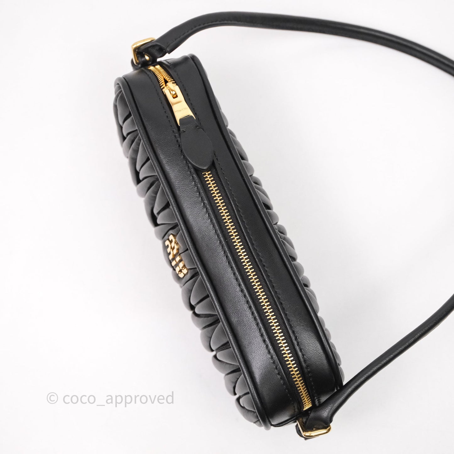Miu Miu Matelassé Nappa Leather Shoulder Black Bag