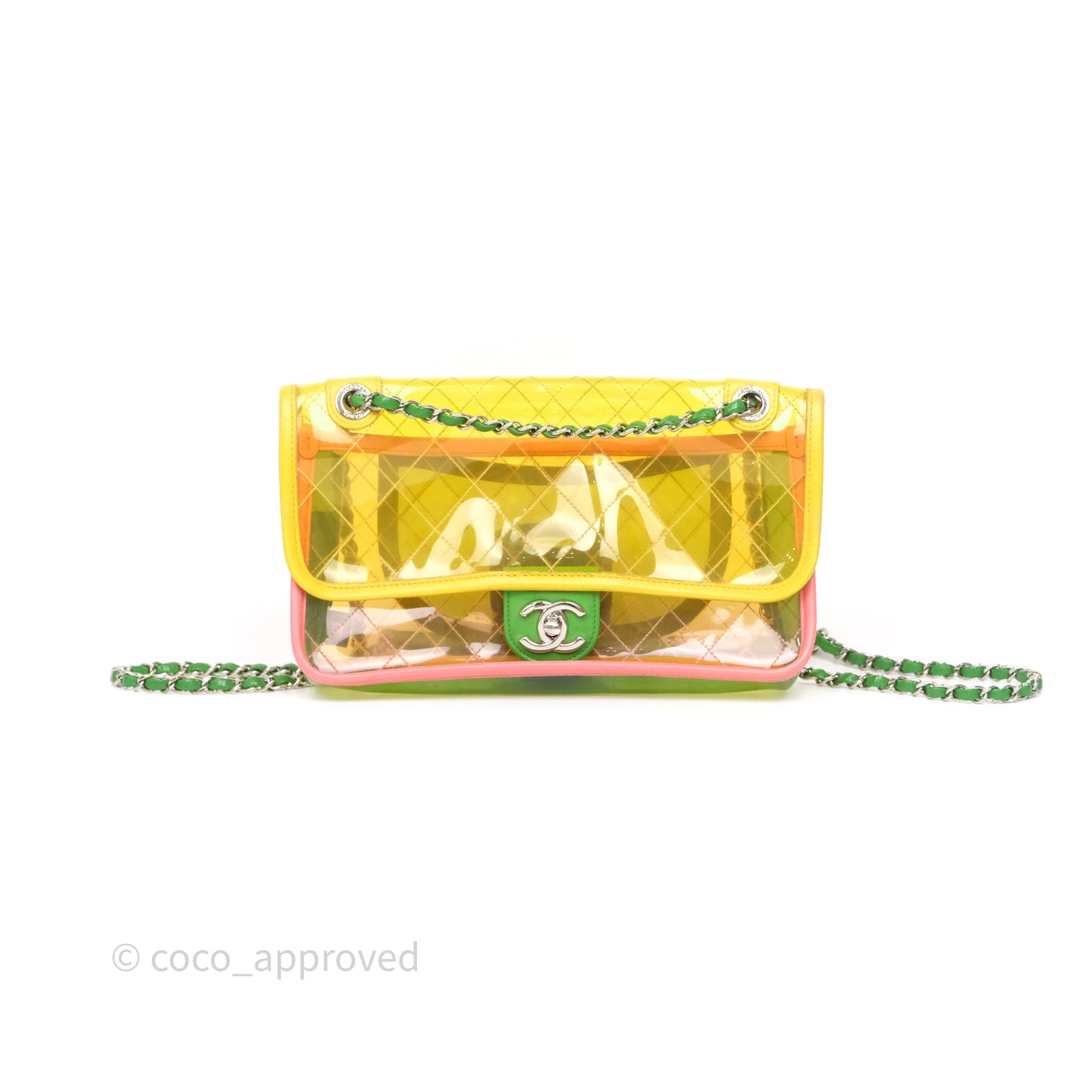 Chanel Coco Splash Flap Bag PVC Lambskin Pink/Yellow/Green Silver Hardware