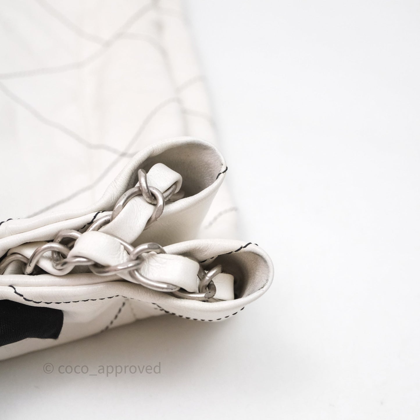 Chanel 22 Small White Crumpled Calfskin Aged Silver Hardware