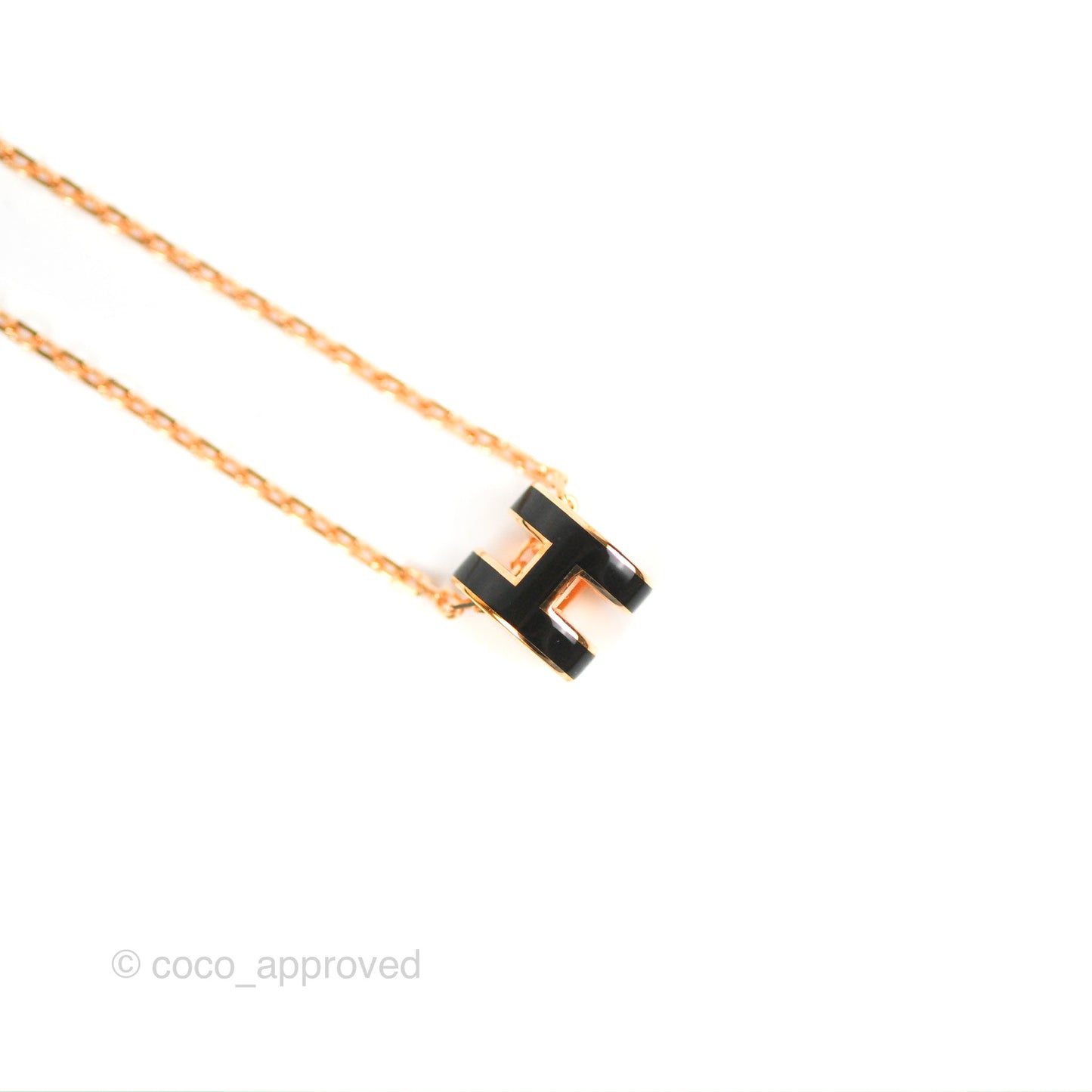 Hermès Mini Pop H Pendant Necklace Black Rose Gold Hardware