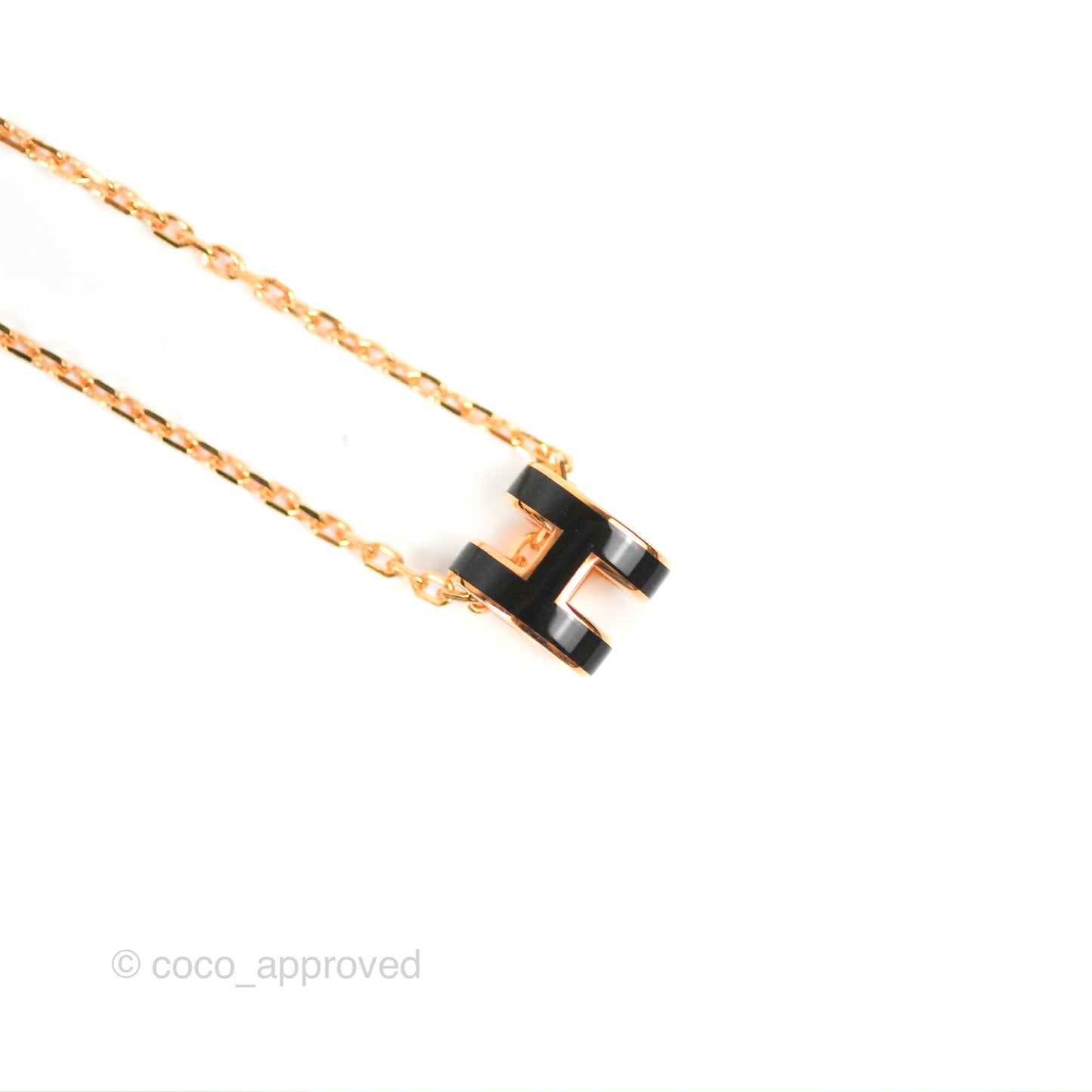 Hermès Mini Pop H Pendant Necklace Black Rose Gold Hardware