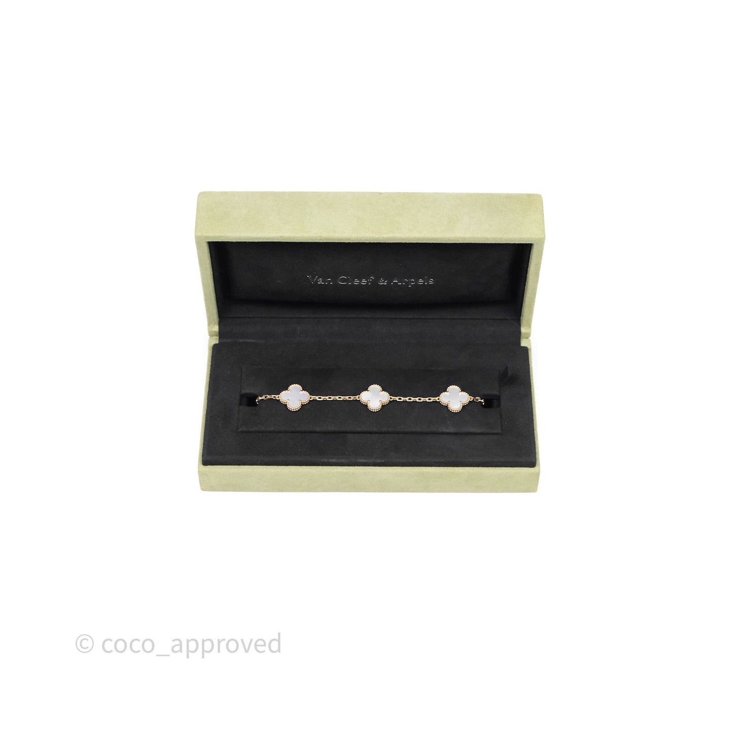 Van Cleef & Arpels Vintage Alhambra 5 Motifs White Yellow Gold Bracelet