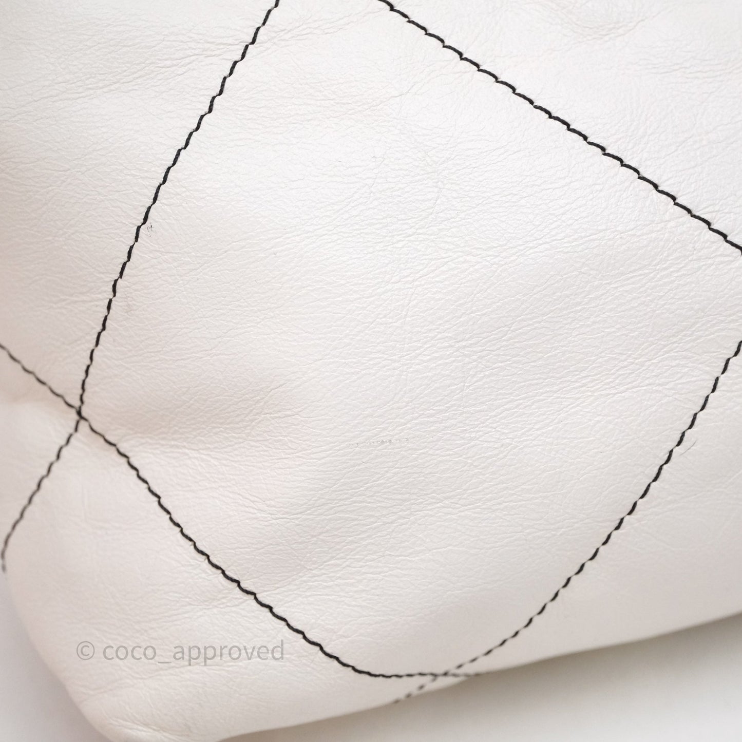 Chanel 22 Small White Crumpled Calfskin Aged Silver Hardware