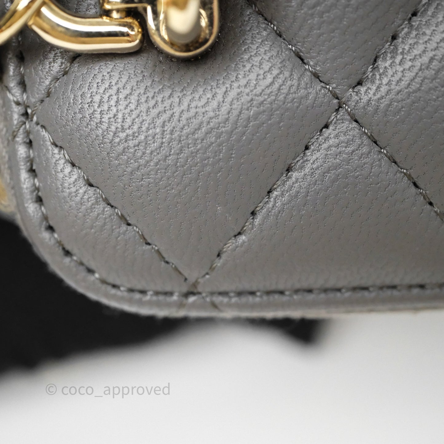 Chanel Mini Top Handle Vanity With Chain Grey Lambskin Gold Hardware