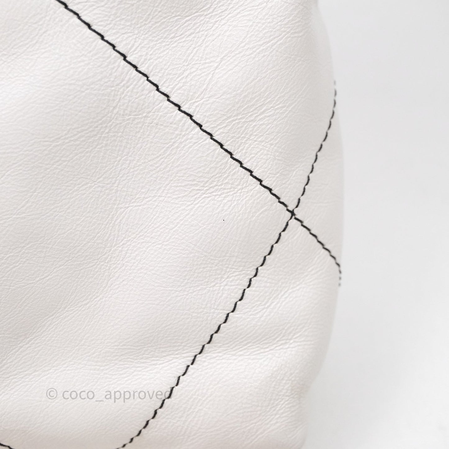 Chanel 22 Small White Crumpled Calfskin Aged Silver Hardware