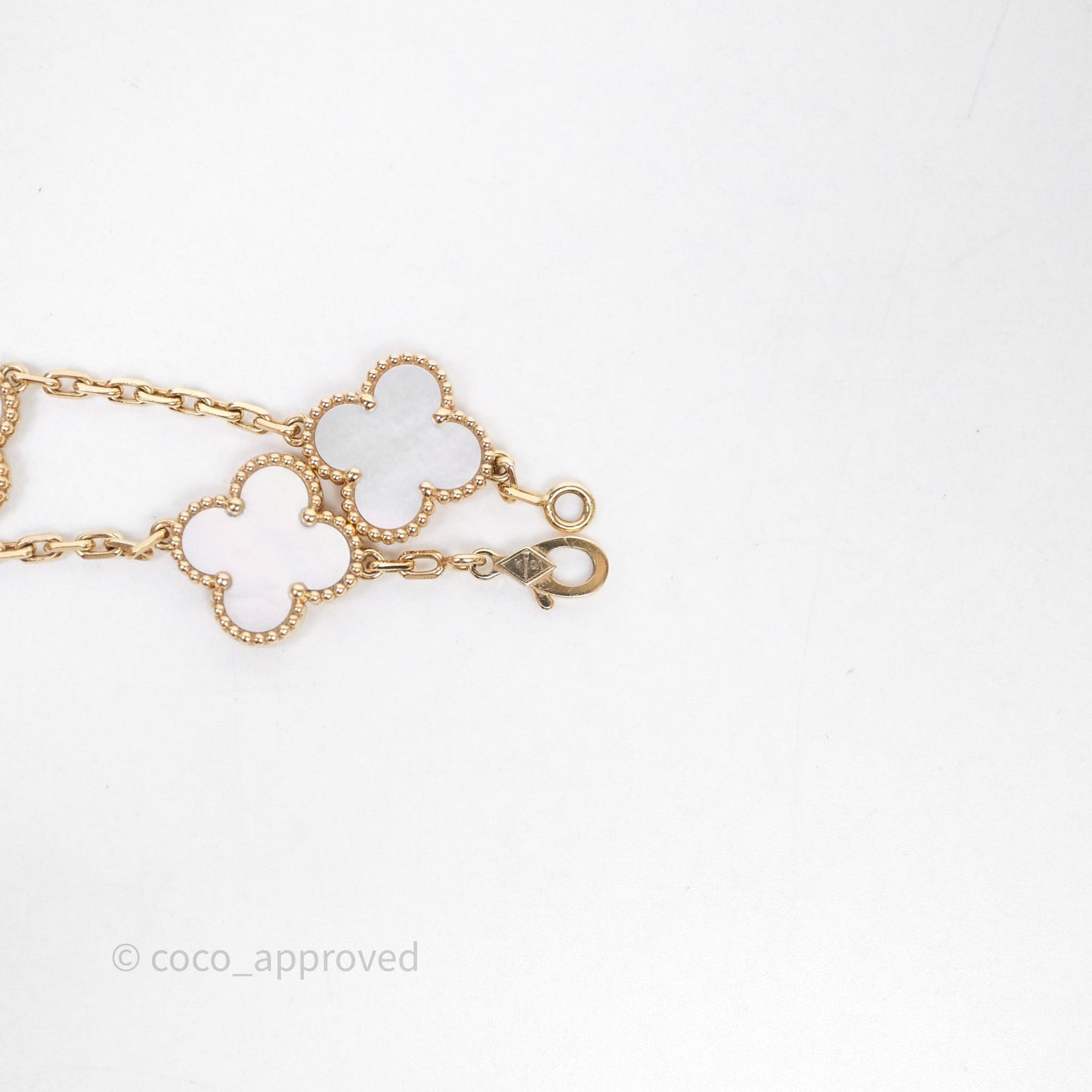 Van Cleef & Arpels Vintage Alhambra 5 Motifs White Yellow Gold Bracelet