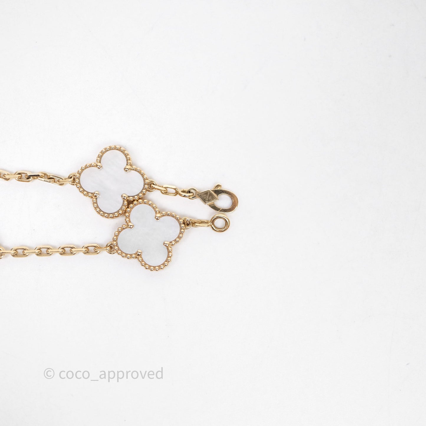 Van Cleef & Arpels Vintage Alhambra 5 Motifs White Yellow Gold Bracelet