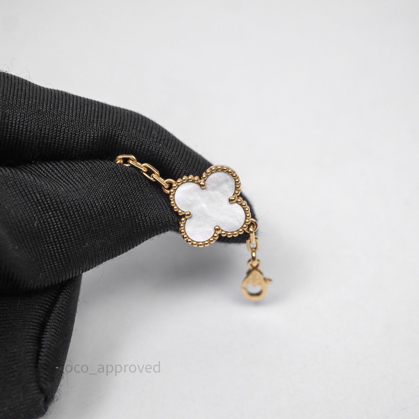 Van Cleef & Arpels Vintage Alhambra 5 Motifs White Yellow Gold Bracelet