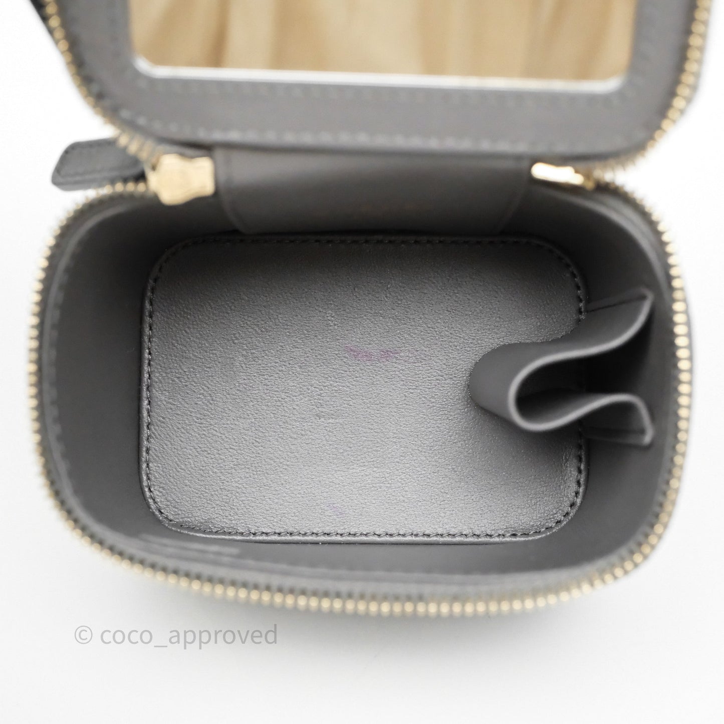 Chanel Mini Top Handle Vanity With Chain Grey Lambskin Gold Hardware