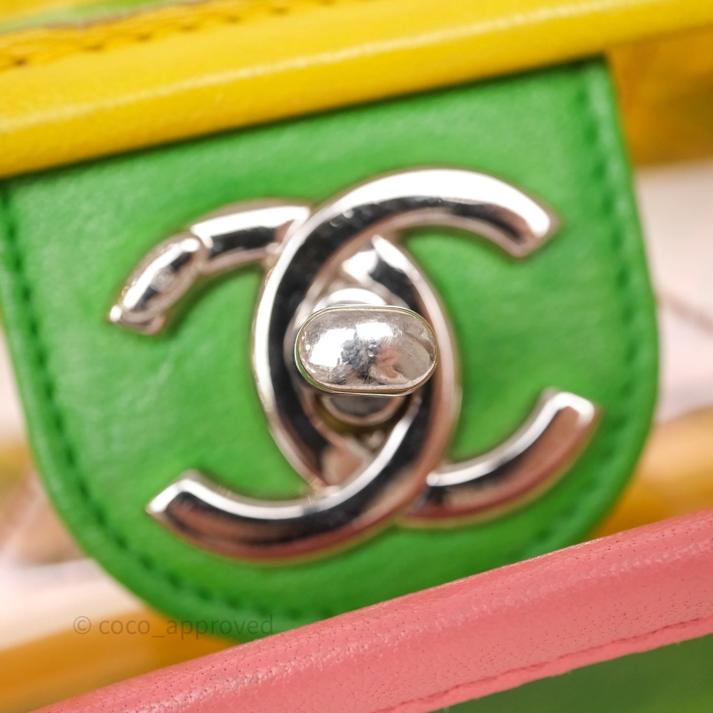 Chanel Coco Splash Flap Bag PVC Lambskin Pink/Yellow/Green Silver Hardware