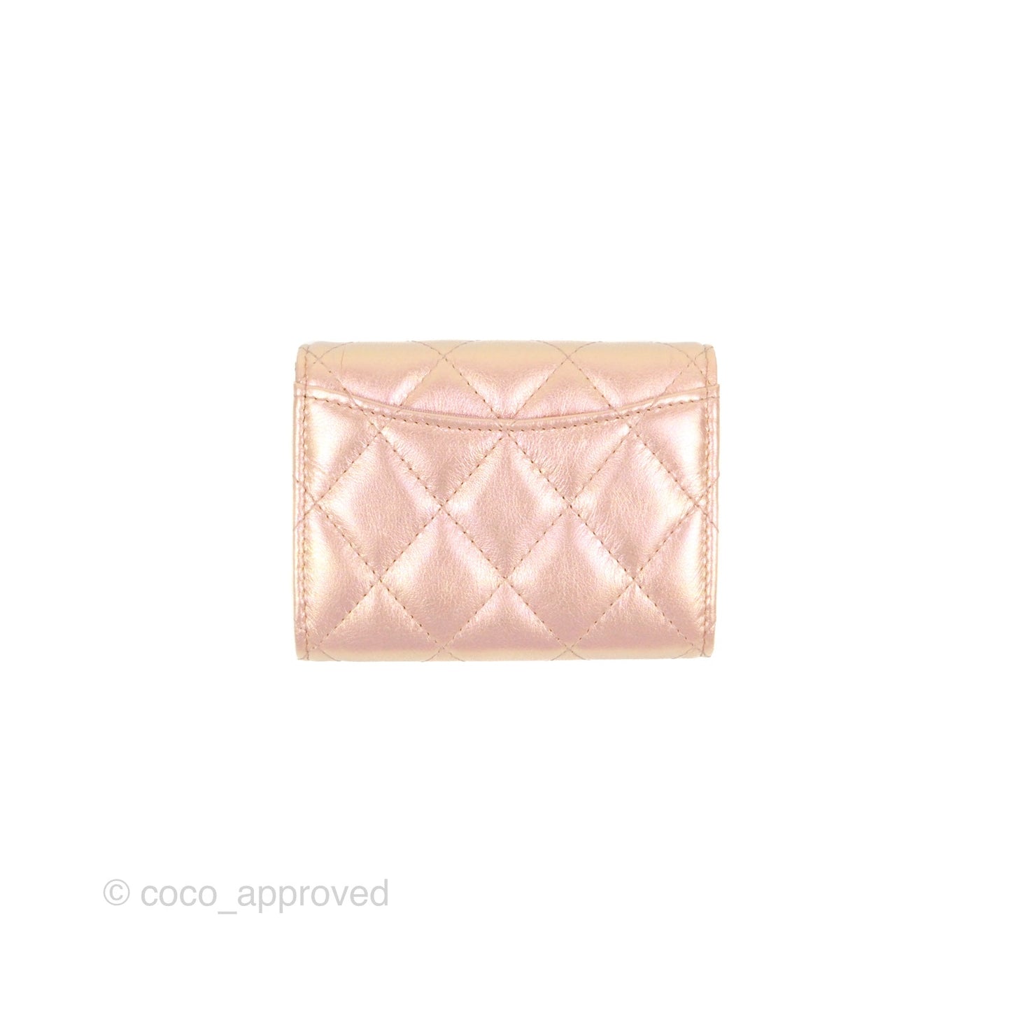 Chanel Classic Flap Coin Purse Iridescent Pink Lambskin Silver Hardware