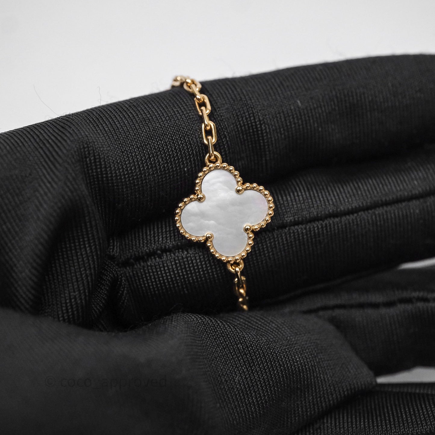 Van Cleef & Arpels Vintage Alhambra 5 Motifs White Yellow Gold Bracelet