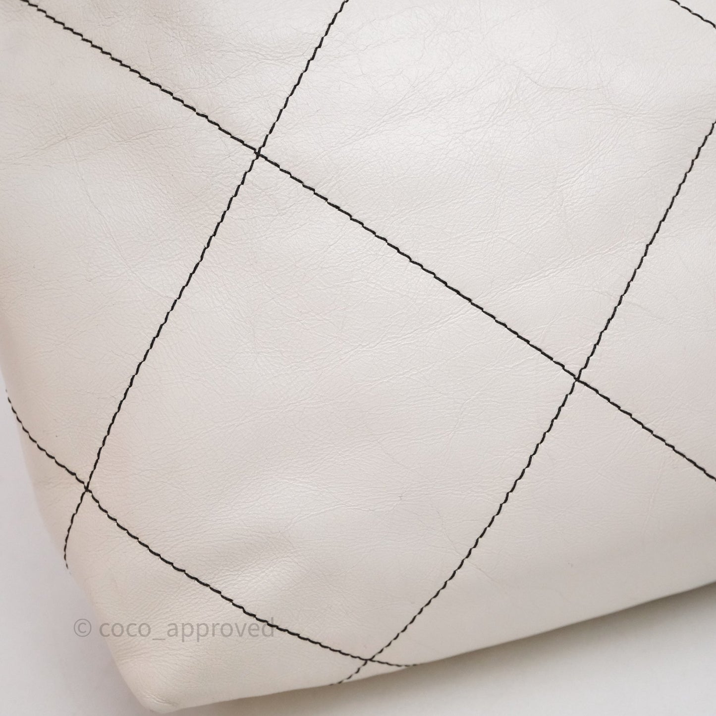 Chanel 22 Small White Crumpled Calfskin Aged Silver Hardware
