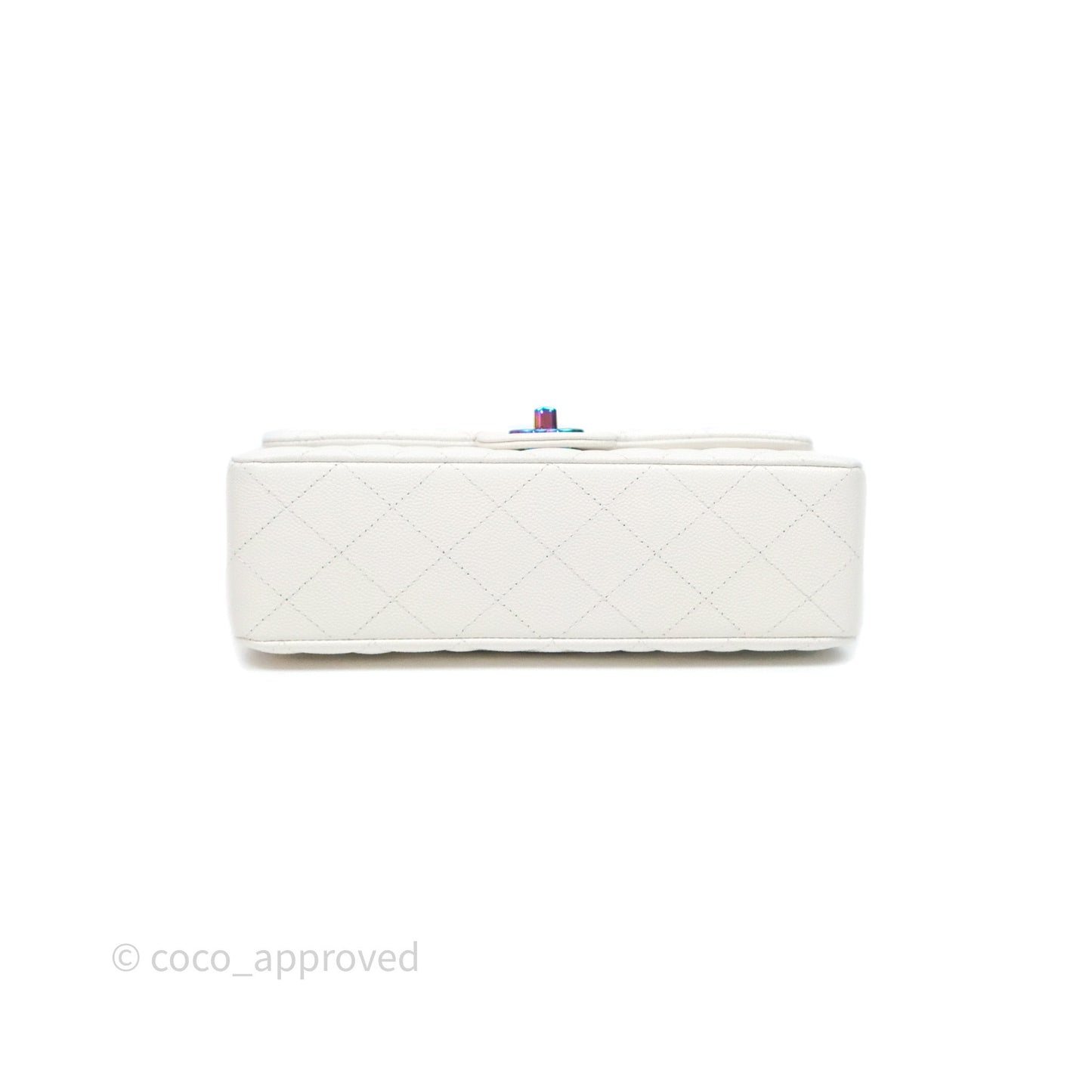 Chanel Classic Flap Small Ivory White Caviar Rainbow Hardware