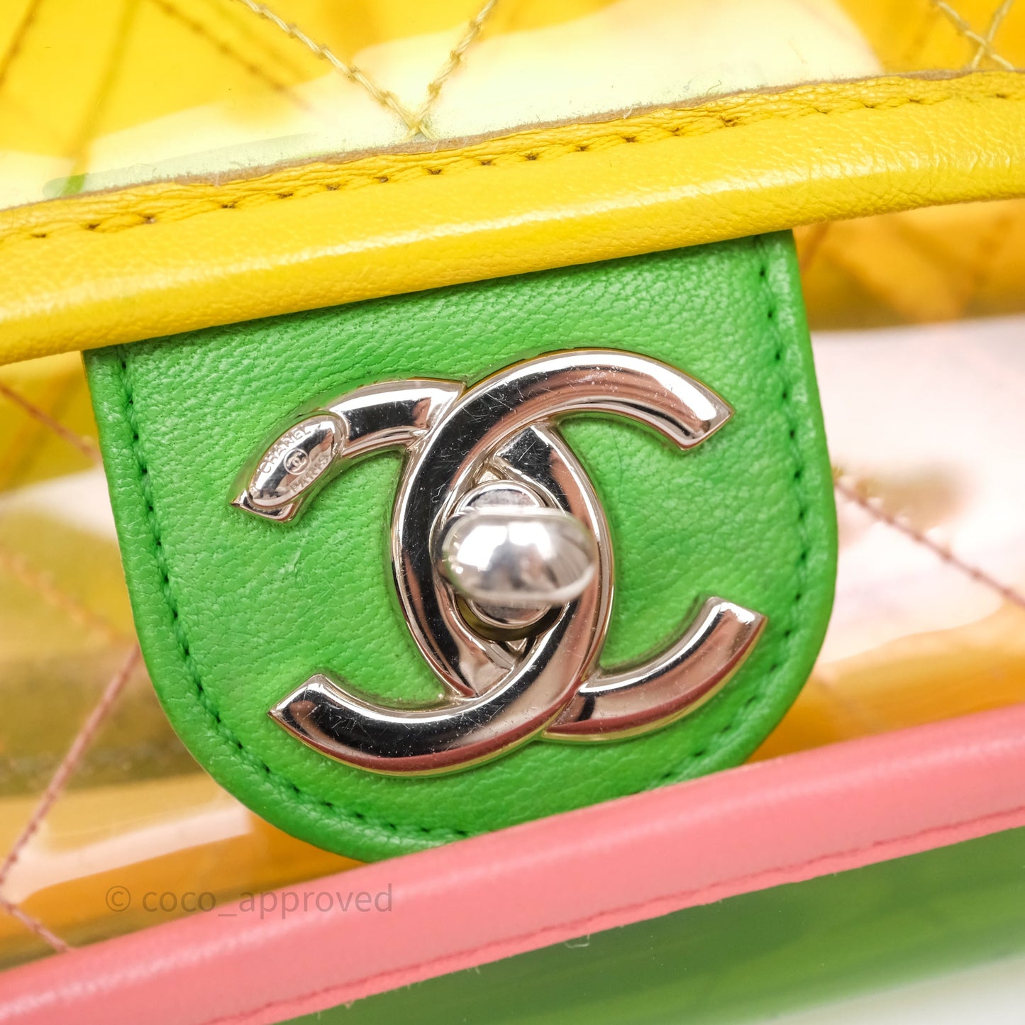 Chanel Coco Splash Flap Bag PVC Lambskin Pink/Yellow/Green Silver Hardware