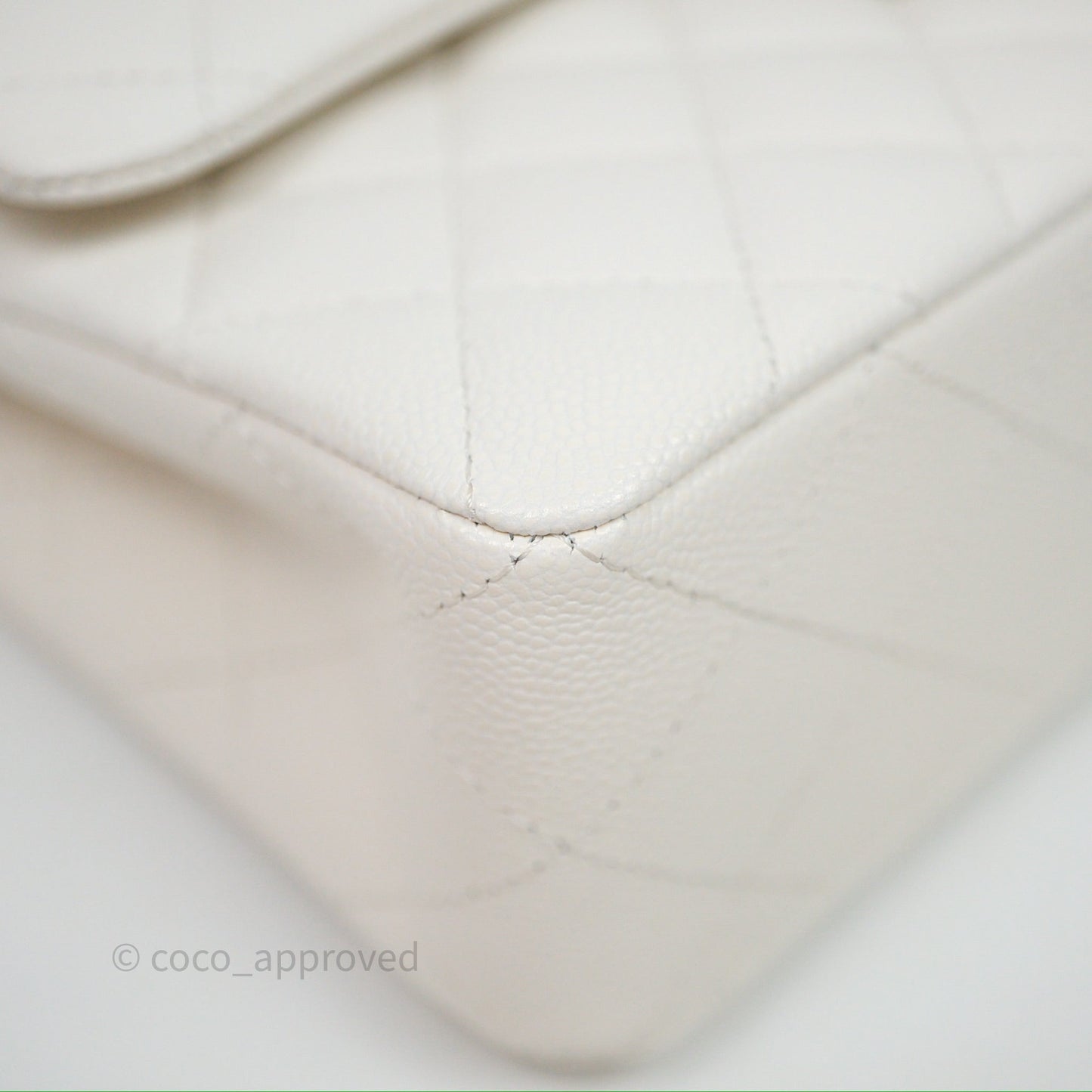 Chanel Classic Flap Small Ivory White Caviar Rainbow Hardware