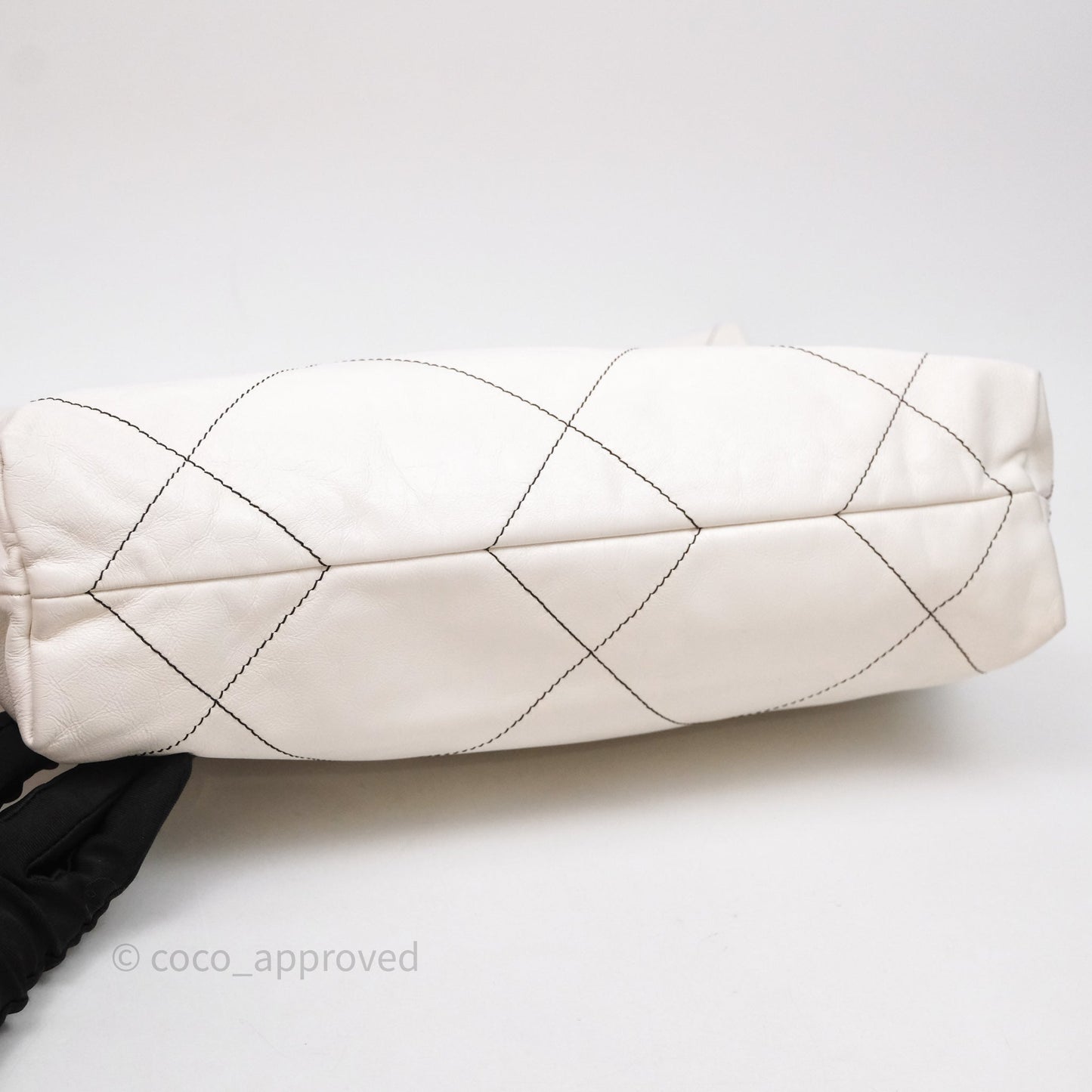 Chanel 22 Small White Crumpled Calfskin Aged Silver Hardware