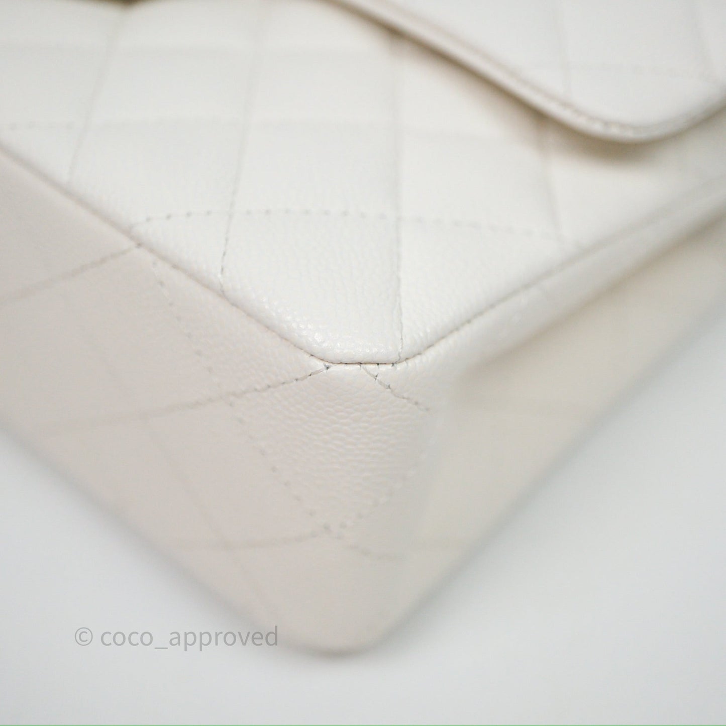Chanel Classic Flap Small Ivory White Caviar Rainbow Hardware