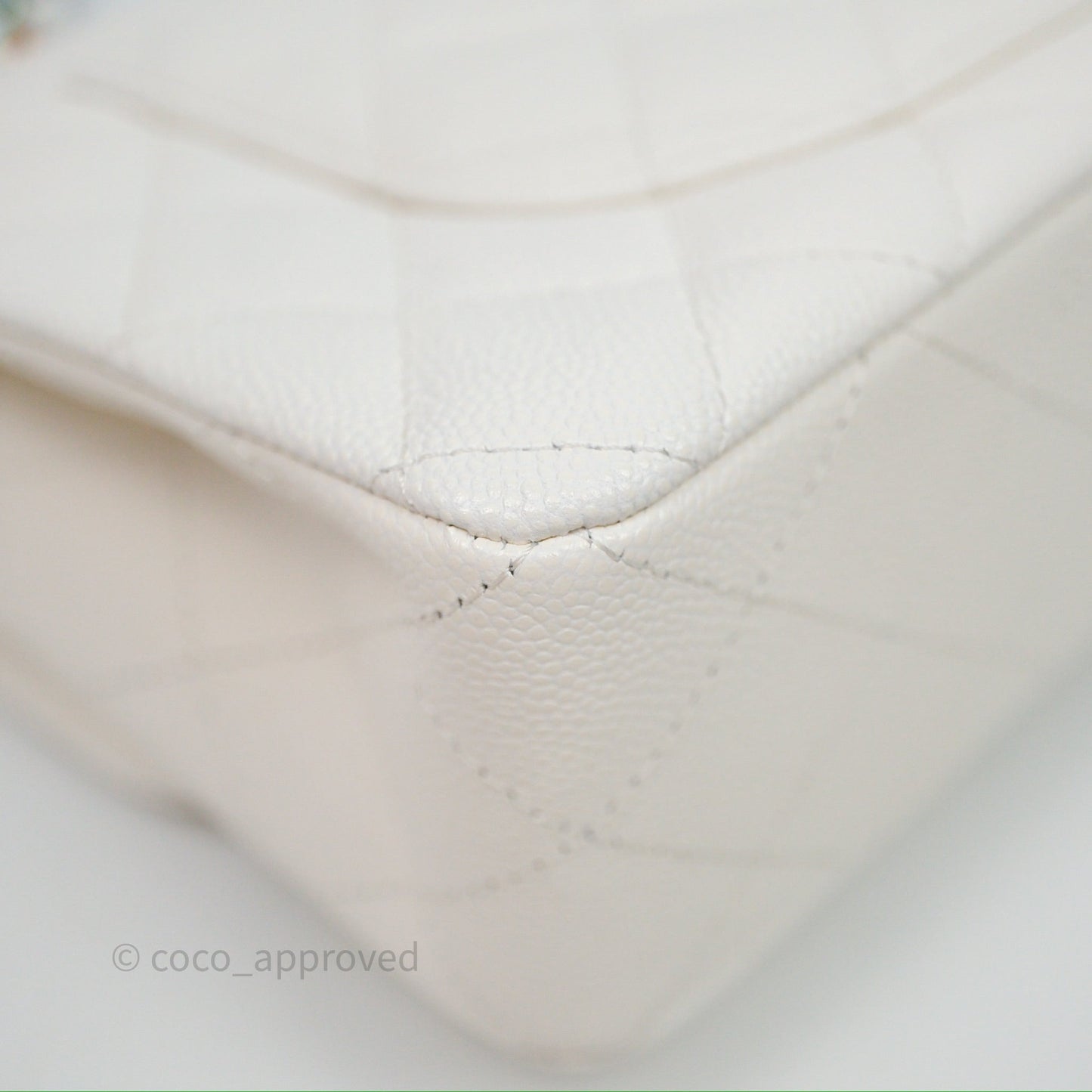 Chanel Classic Flap Small Ivory White Caviar Rainbow Hardware